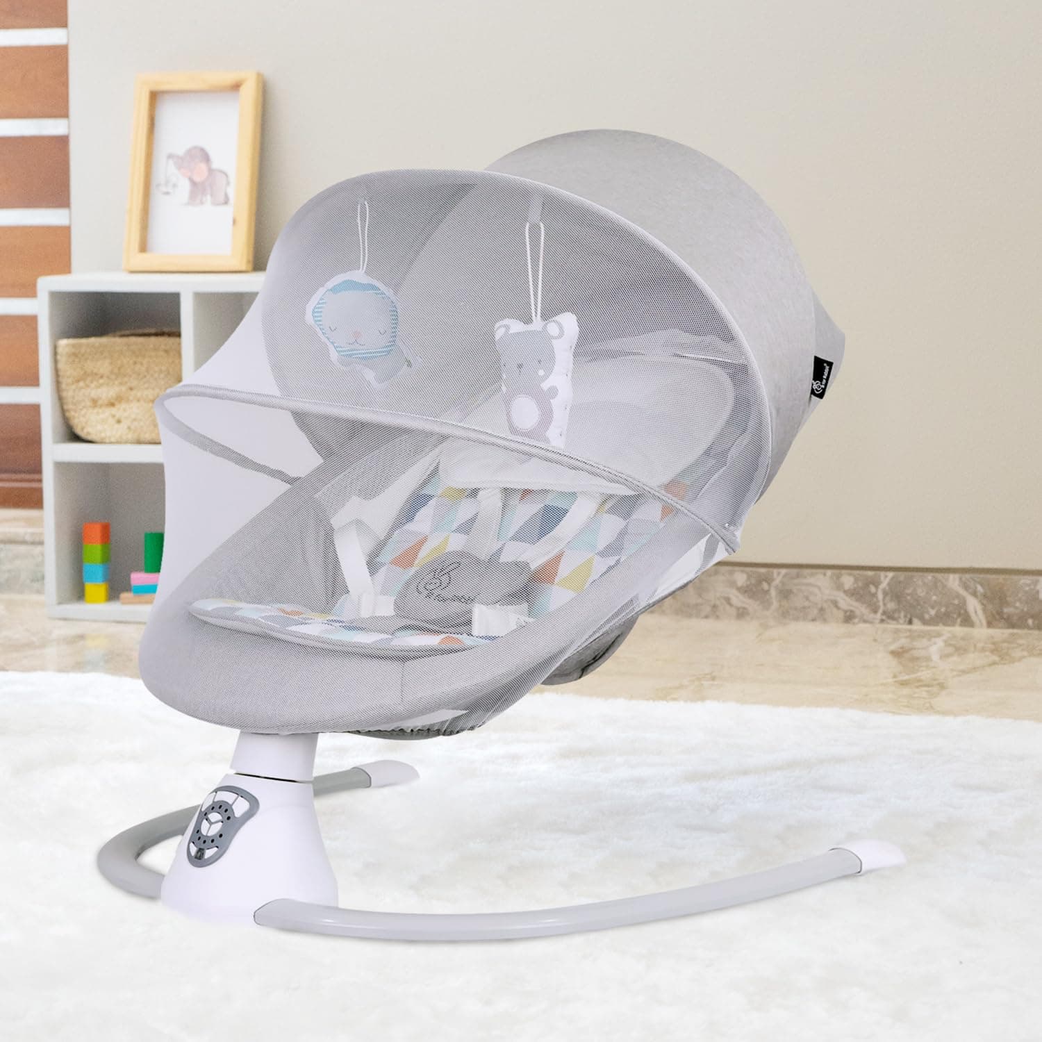Cocoon The Smart Auto Swing, Adjustable Rocking Chair with Music, Hanging Toys, Mosquito Net, Electric Baby Bouncer seat for Newborn Baby, Infant (Grey Multi)