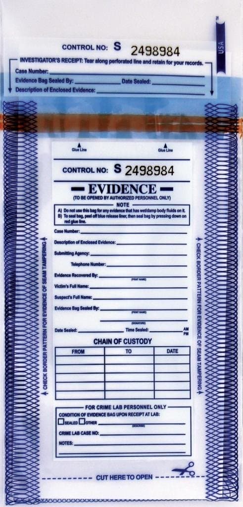 Evidence Collection and Security Bags, Medium, 100 Pack