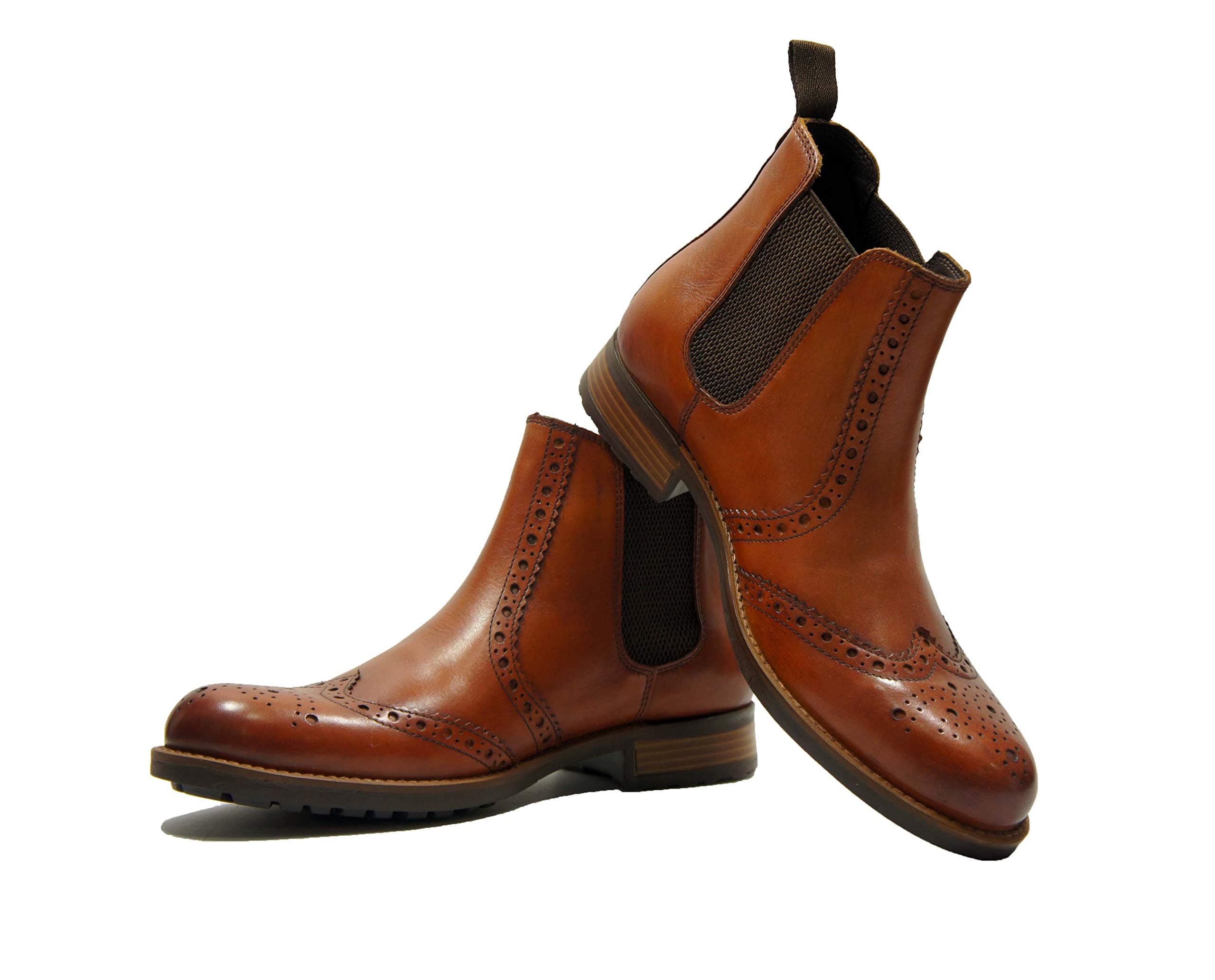 LEATHER BROGUE CHELSEA BOOT FOR MEN