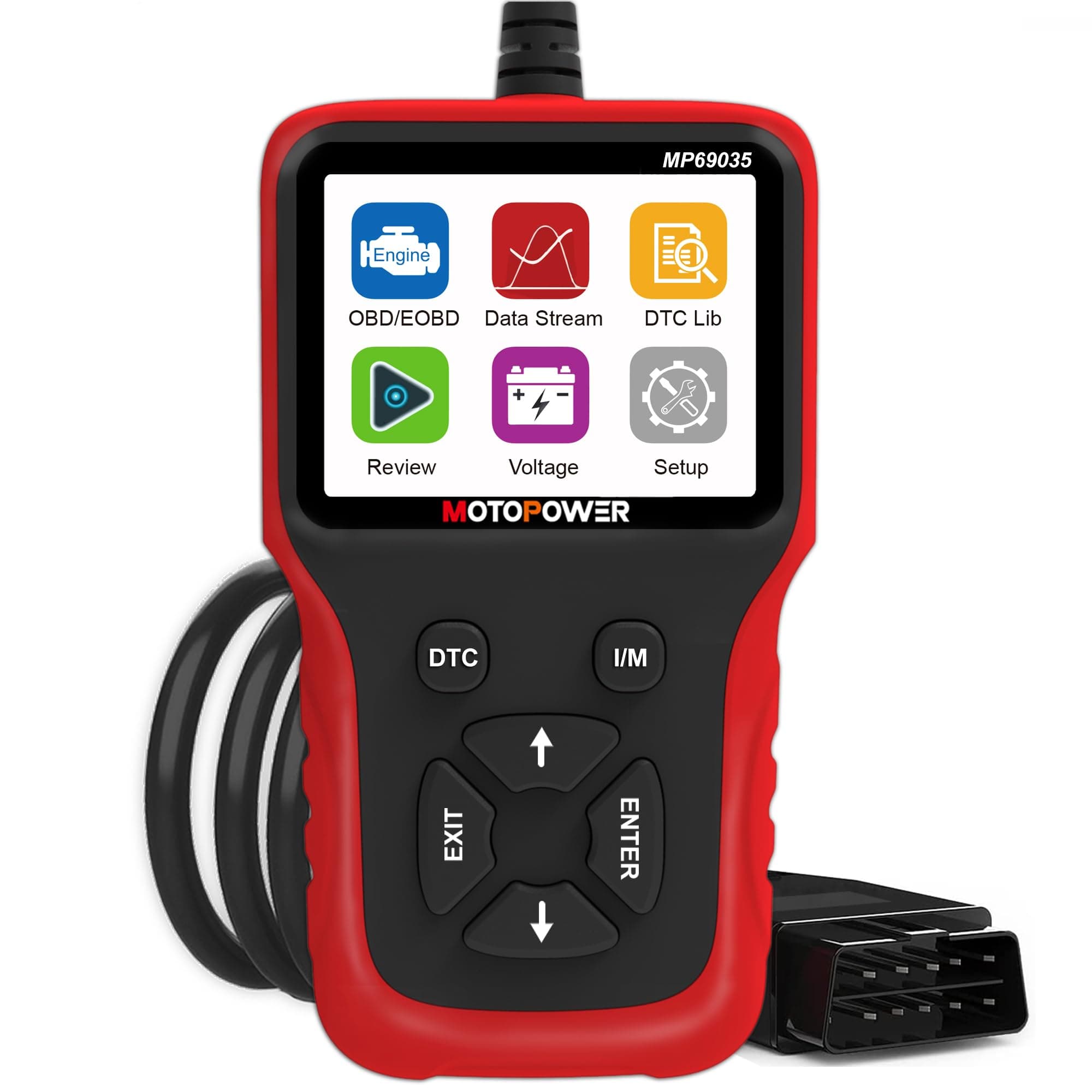 MOTOPOWER MP69035 OBD2 Scanner Universal Car Engine Fault Code Reader, CAN Diagnostic Scan Tool for All OBD II Protocol Cars Since 1996 Red