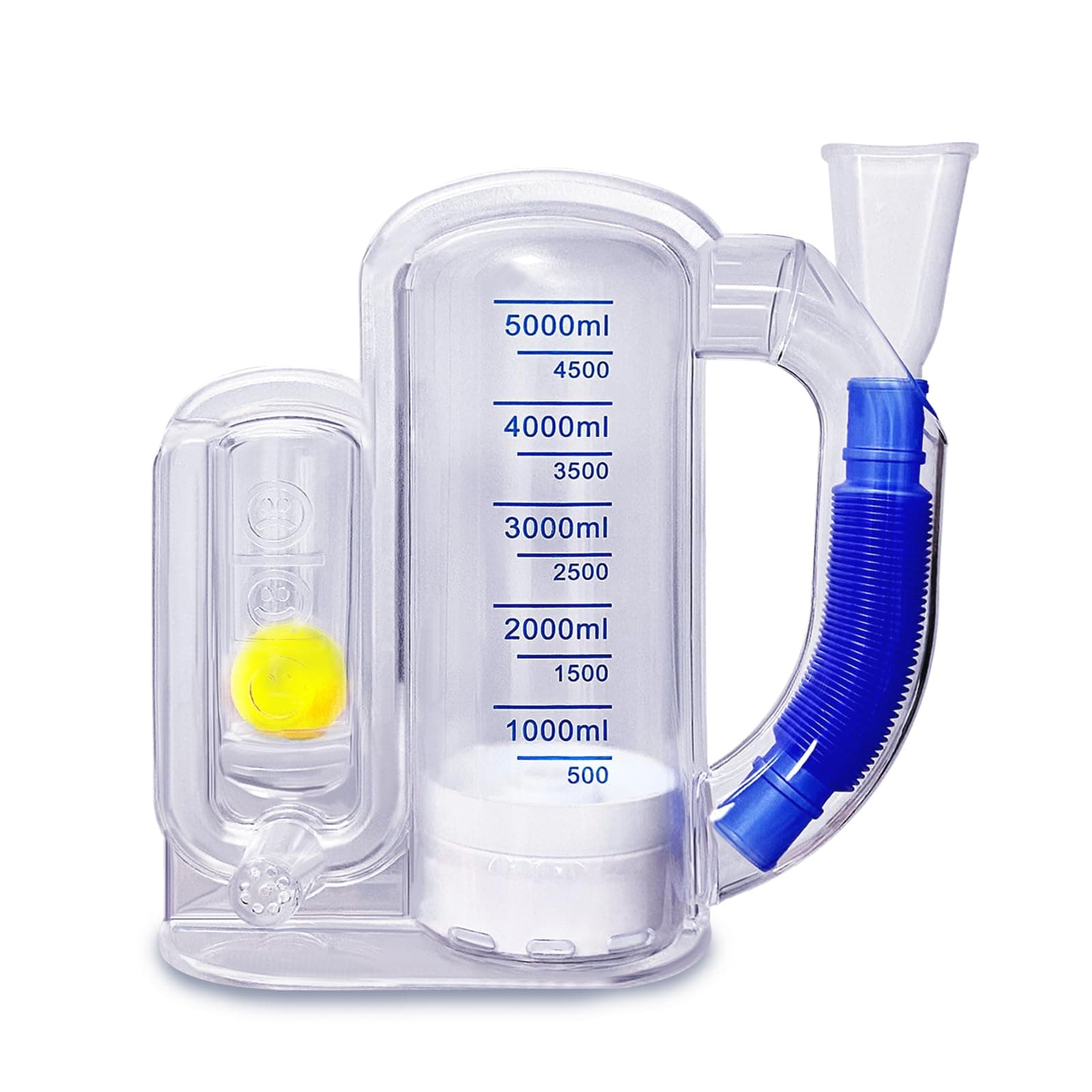 Incentive Spirometer, Breathing Exercise Device for Lungs, 5000ml Capacity for Deep Inhalation, Durable Medical-Grade PC Material Airflow Indicator for Steady Inhalation Practice