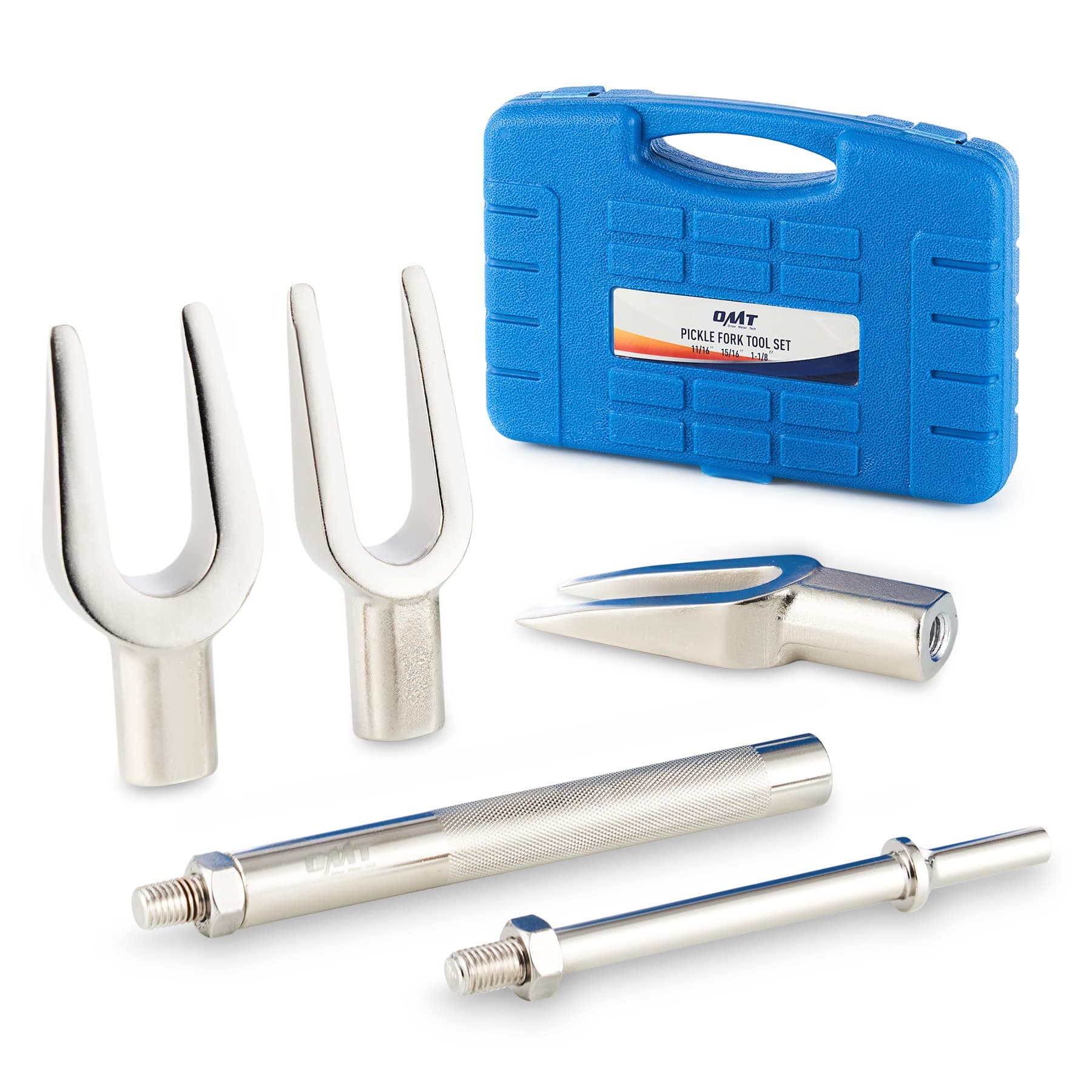 OMT Pickle Fork Tool Set, 5pcs Ball Joint Separator Tool, Heavy Duty Tie Rod Removal Tool for Car Van Light Truck, Ball Joint Remover for Pitman Arm Removal with Air Hammer Adapter & Striking Handle