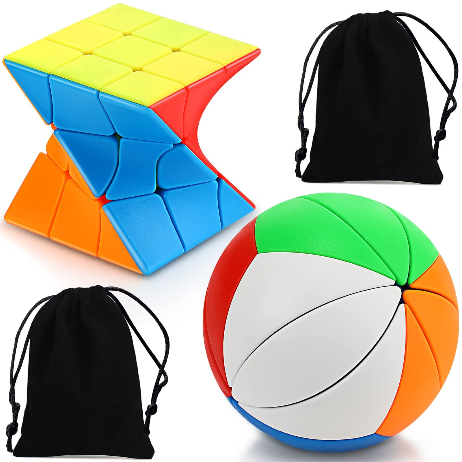 Ivy Cube 2 Pack Twist 3x3 Stickerless Cube Mini Ball Shaped Puzzles Toy 2 Styles Birthday Gifts Classroom Rewards School Supplies for Students Beginners Skilled Players