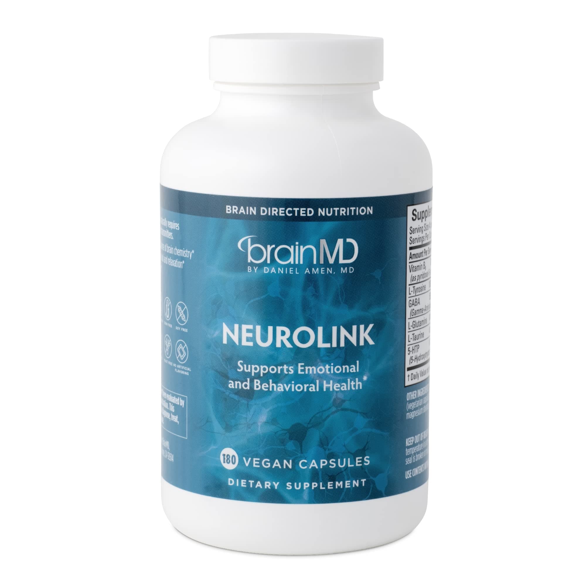Dr Amen NeuroLink - 180 Capsules - Promotes Optimal Brain Function, Focus & Concentration - Gluten Free - 45 Servings