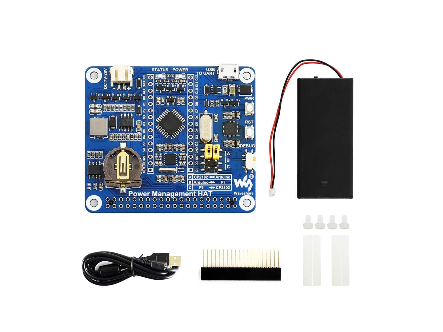 Power Management HAT Smart Power Bank for Raspberry Pi with Embedded Arduino MCU and RTC Auto Power on-off Control Onboard Handy Power Switch
