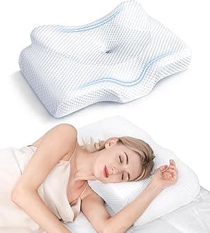 Osteo Cervical Pillow for Neck Pain Relief, Hollow Design Odorless Memory Foam Pillows with Cooling Case, Adjustable Orthopedic Bed Pillow for Sleeping, Contour Support for Side Back Stomach Sleepers