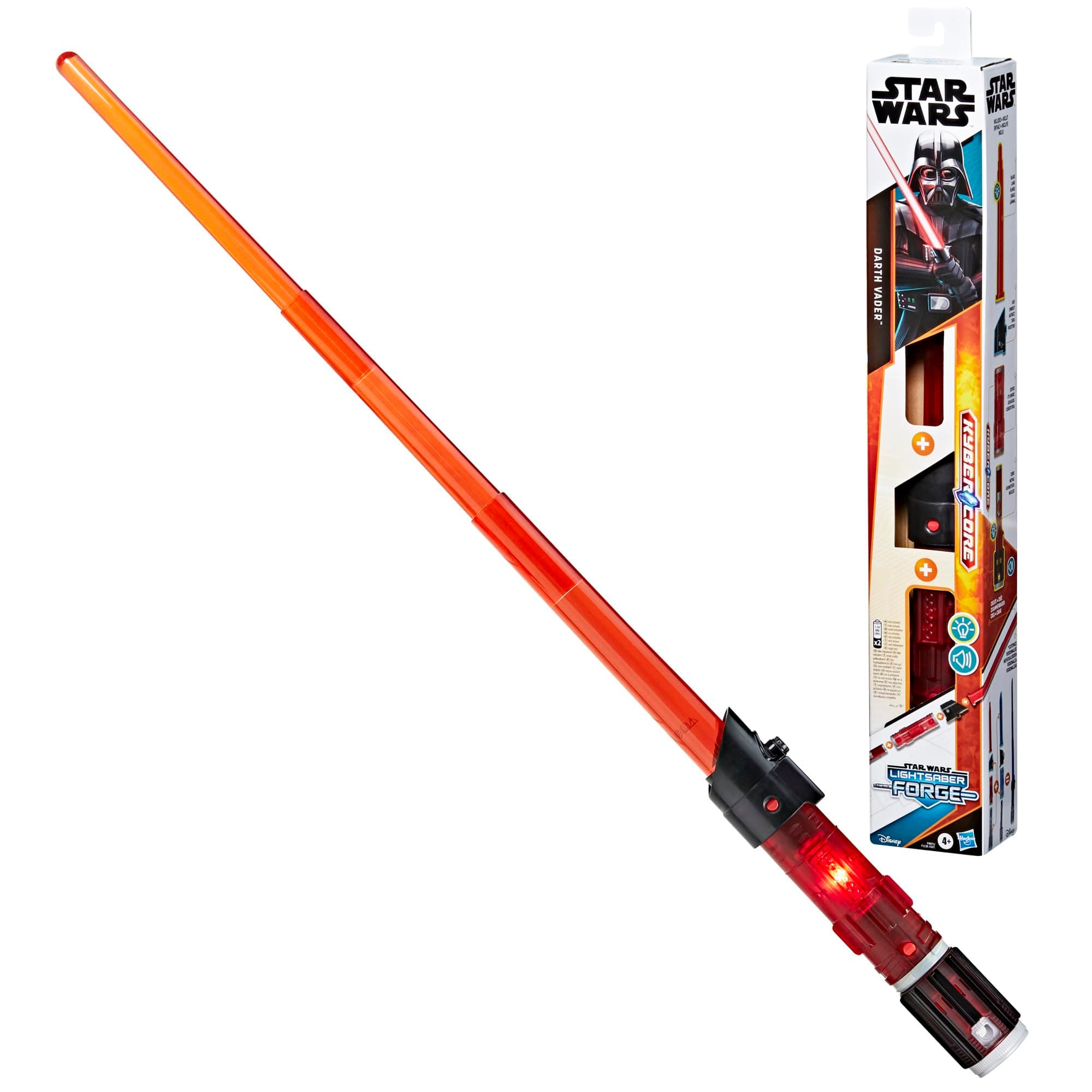 Star Wars Lightsaber Forge Kyber Core Darth Vader, Officially Licensed Red Customizable Electronic Lightsaber, Toys for 4 Year Old Boys and Girls
