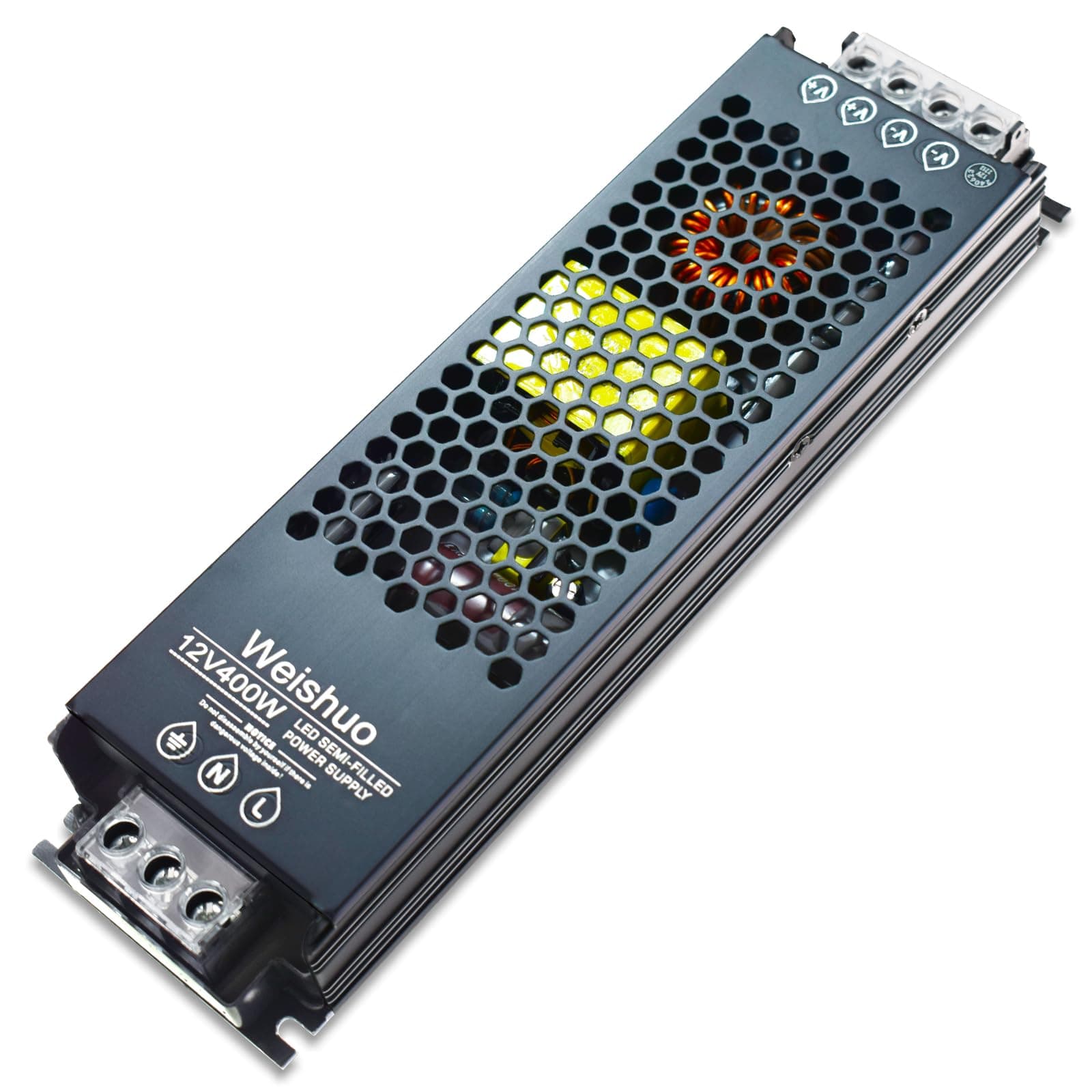 LED Driver 12V 400W 33.3A LED Transformer IP20 AC 220V to DC 12 Volt Constant Voltage Slim Switching Power Supply for LED Strip Lights LED Bulbs and Indoor Lamps, Black