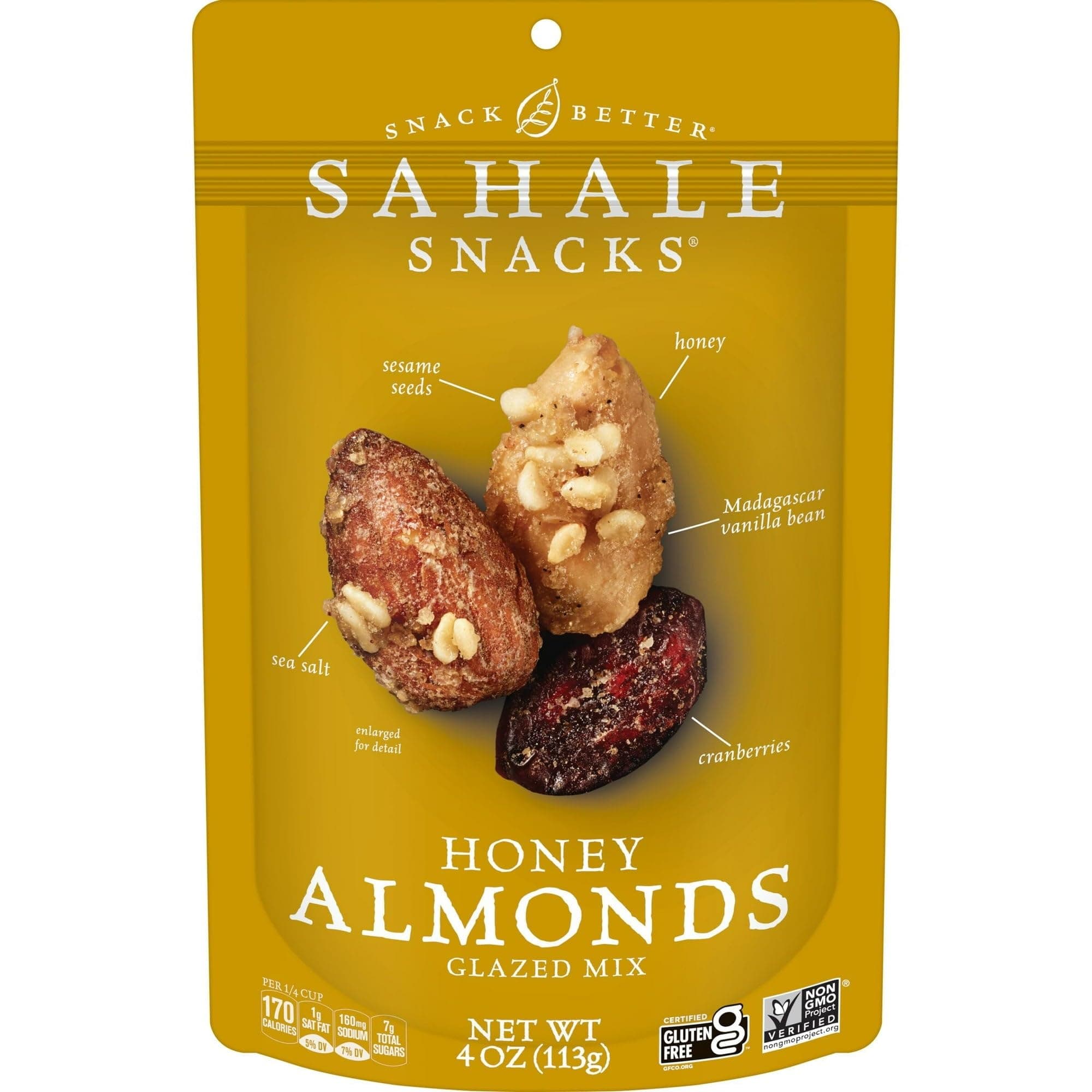 Sahale Snacks Glazed Mix, Honey Almonds, 4 Oz