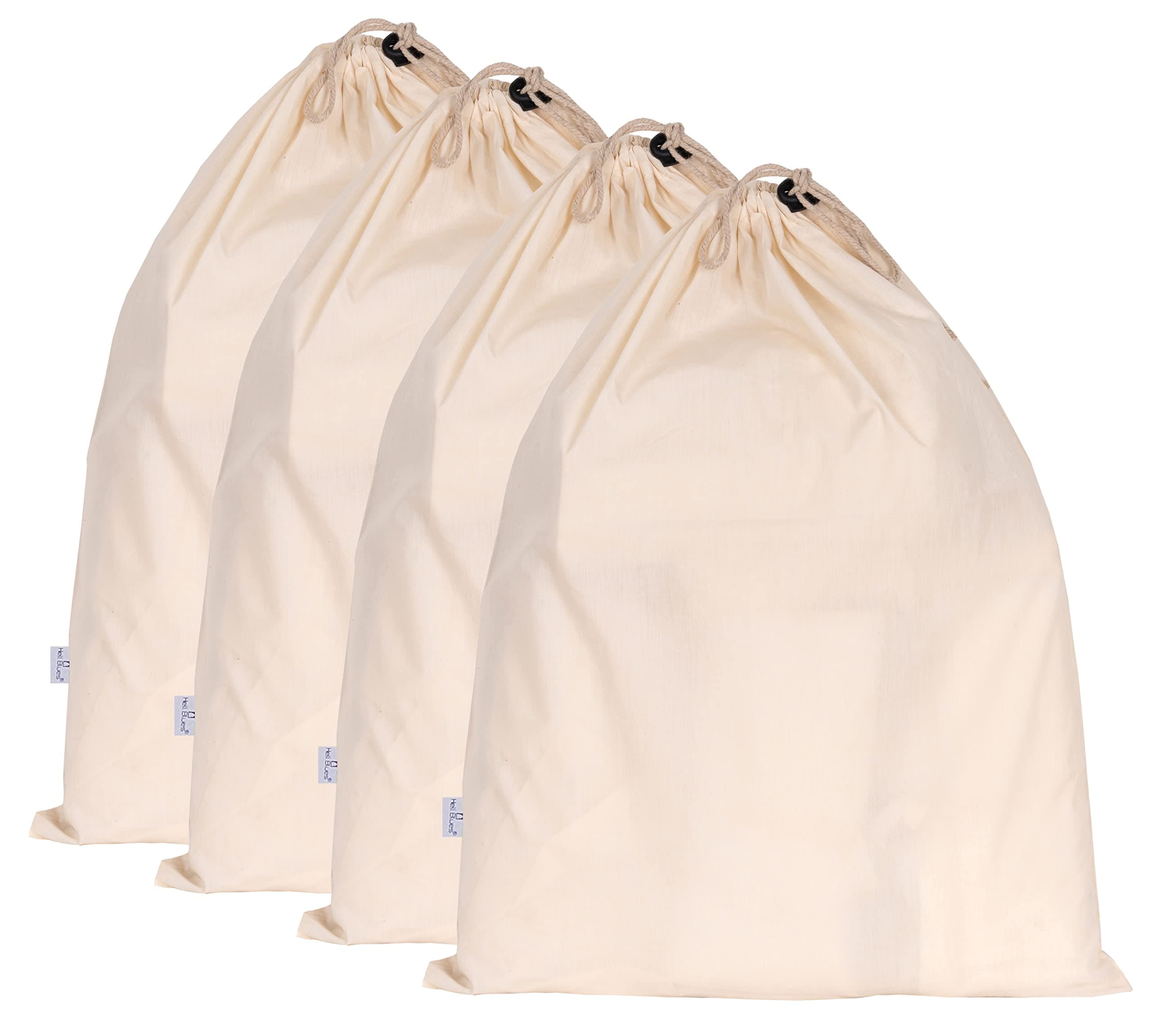 4-Pack Drawstring Dust Covers Large 100% Cotton Cloth Storage Pouch 26" x 20" String Bag for Handbags Laundry Purses Shoes