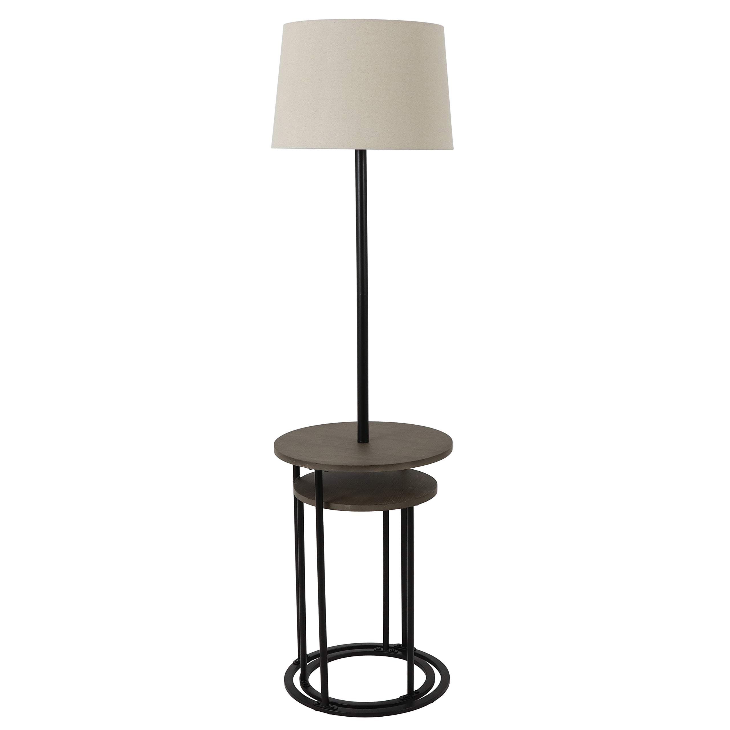 Decor Therapy MP2029 Lamp and Nesting End Table Combo, Painted Black and Dirty Pecan