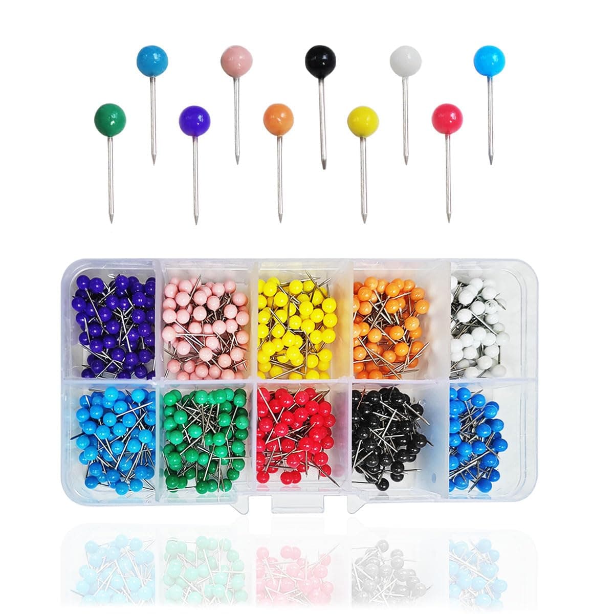 600 PCS Colored Push Pins Map Tacks, Map Push Pins, Short Map Pins, Colorful Round Push Pin, Colored Head Map Tacks, Map Tacks Marking Pins, Map Tacks Push Pins, Round Head Push Pin (10 Colors)