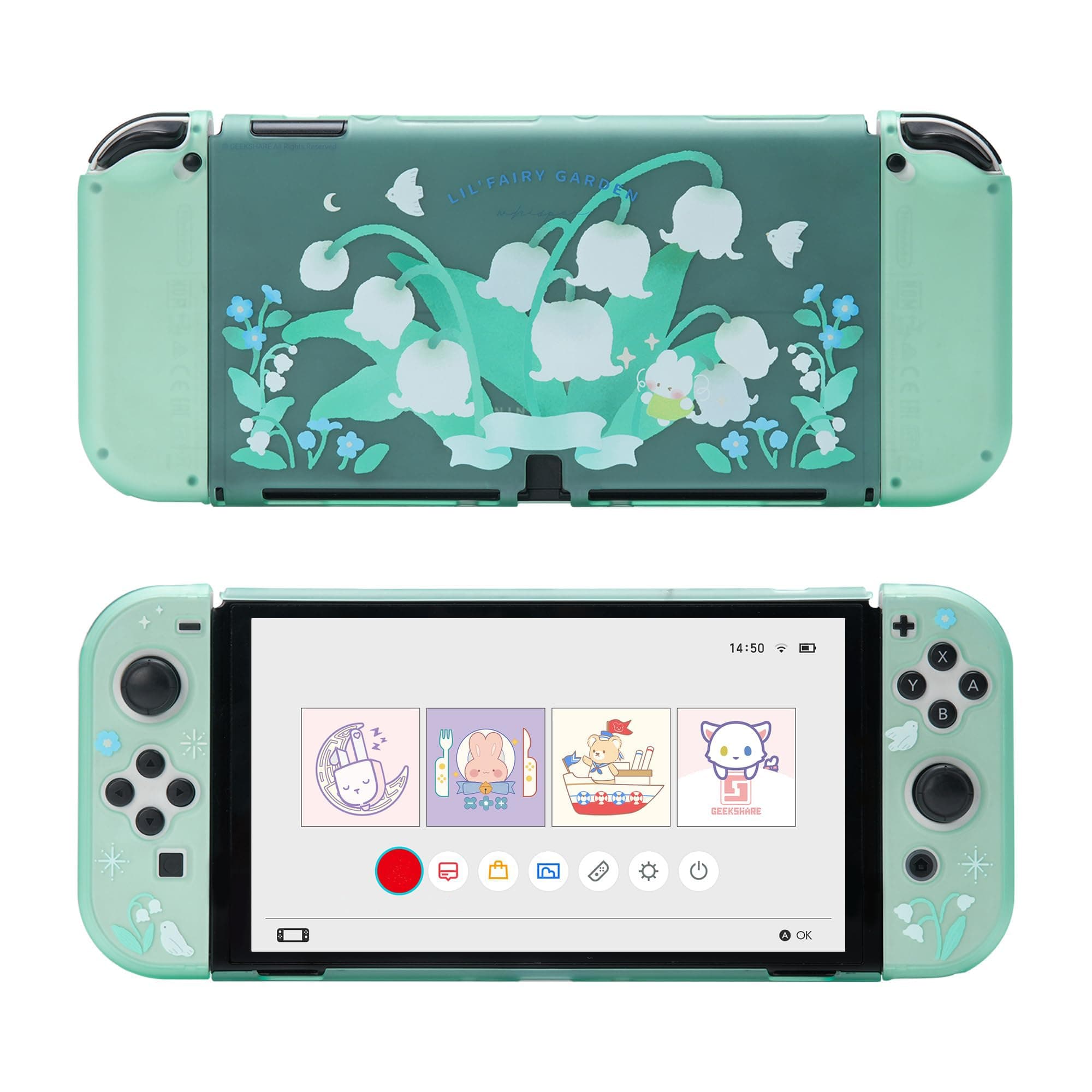 GeekShare Protective Case for Switch OLED Hard Protective Shell Slim Cover Case Compatible with Switch OLED and Game Console - Lily of The Valley