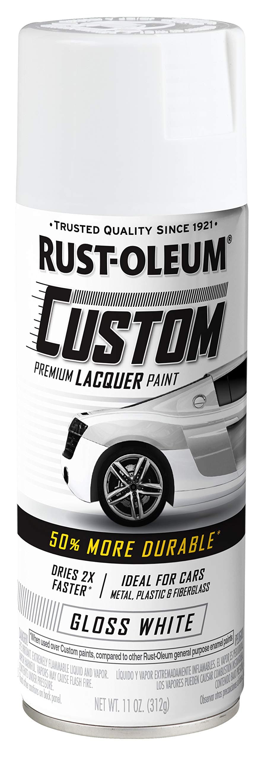 352722 Automotive Custom Lacquer Spray Paint, 11 oz, Gloss White