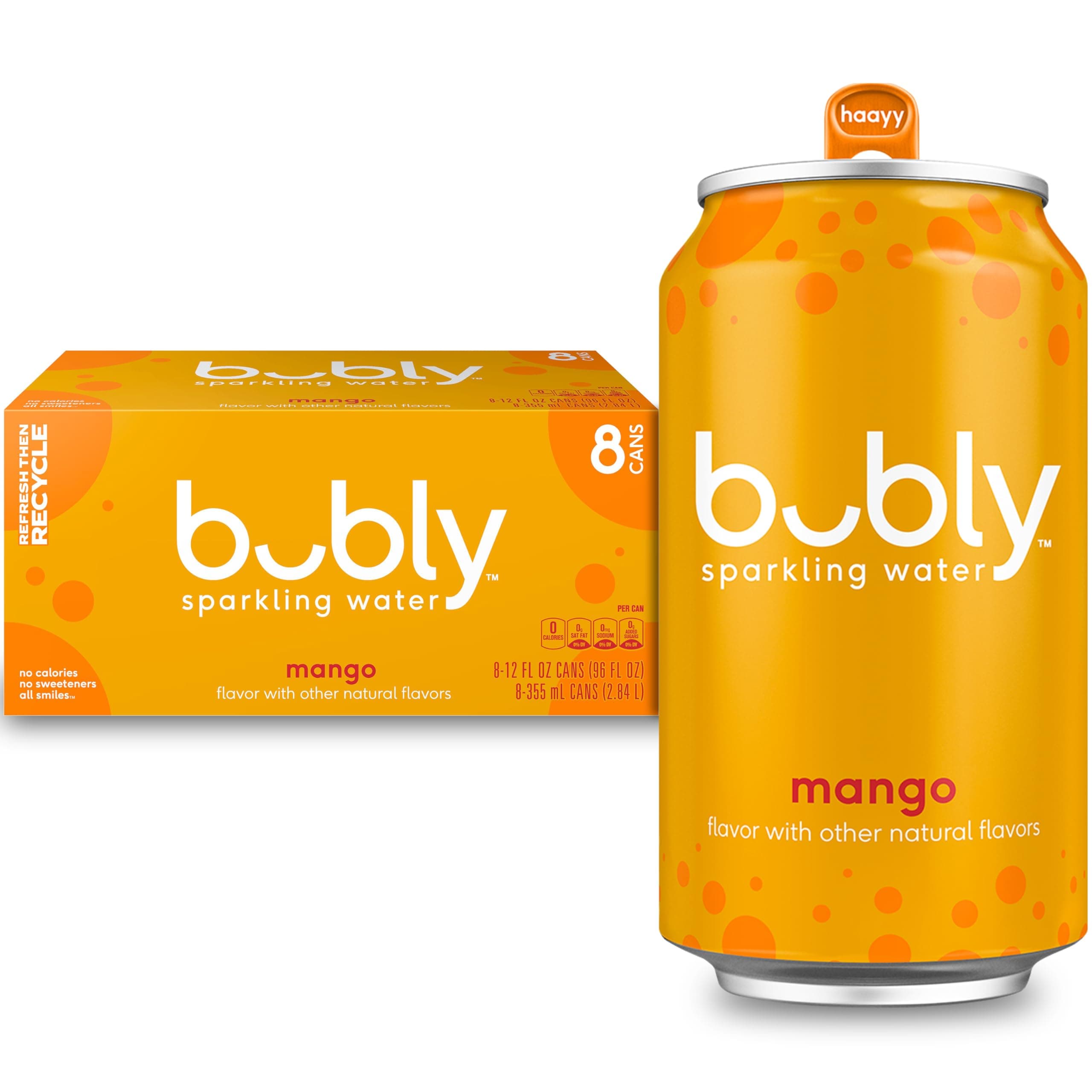 Sparkling Water, Mango, Zero Sugar & Zero Calories, 12 Fl Oz Cans (Pack of 8)