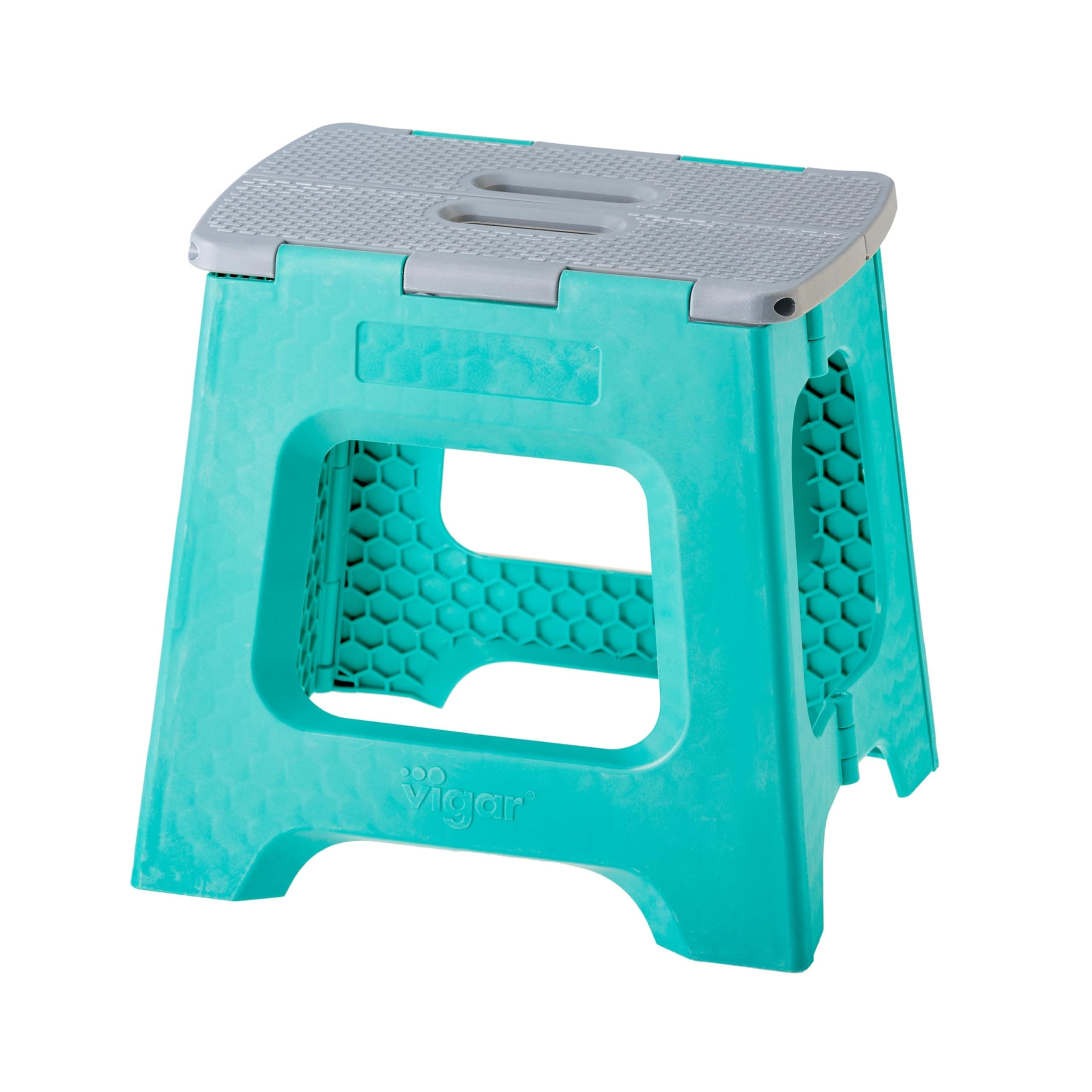 Vigar Compact Step Stool Foldable, 12-1/2-inch Step Stools for Adults up to 330 Pound, Lightweight Stool, Non-Slip Folding Step Stool, Turquoise