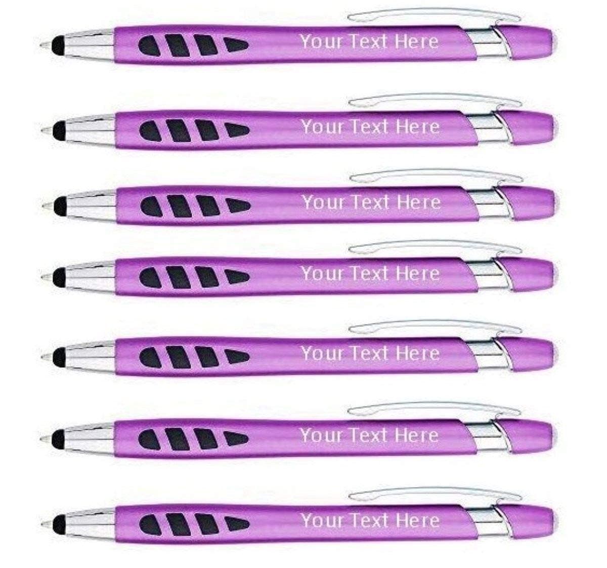 Pens Personalized With your Custom Logo or Text-200 Pack Bulk-for Businesses, Parties, and Events, 2 in 1 Capacitive Stylus & Ballpoint Pen compatible with most touchscreen Devices, Purple