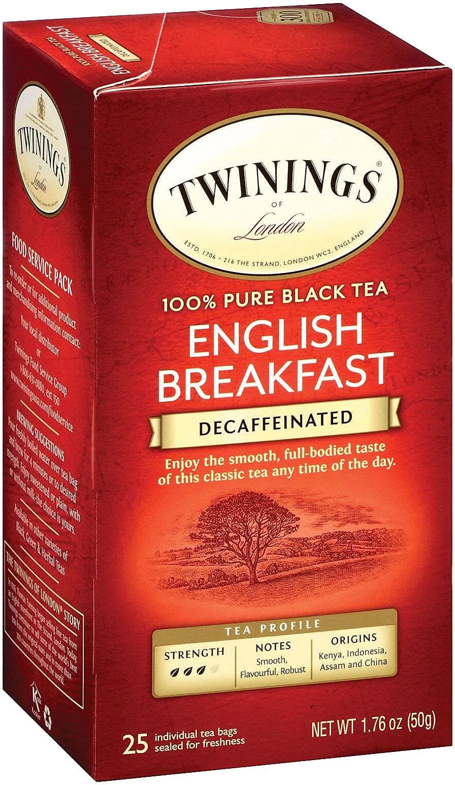 Twinings Classics Naturally Decaffeinated English Breakfast Tea -- 25 Count (Pack of 1)