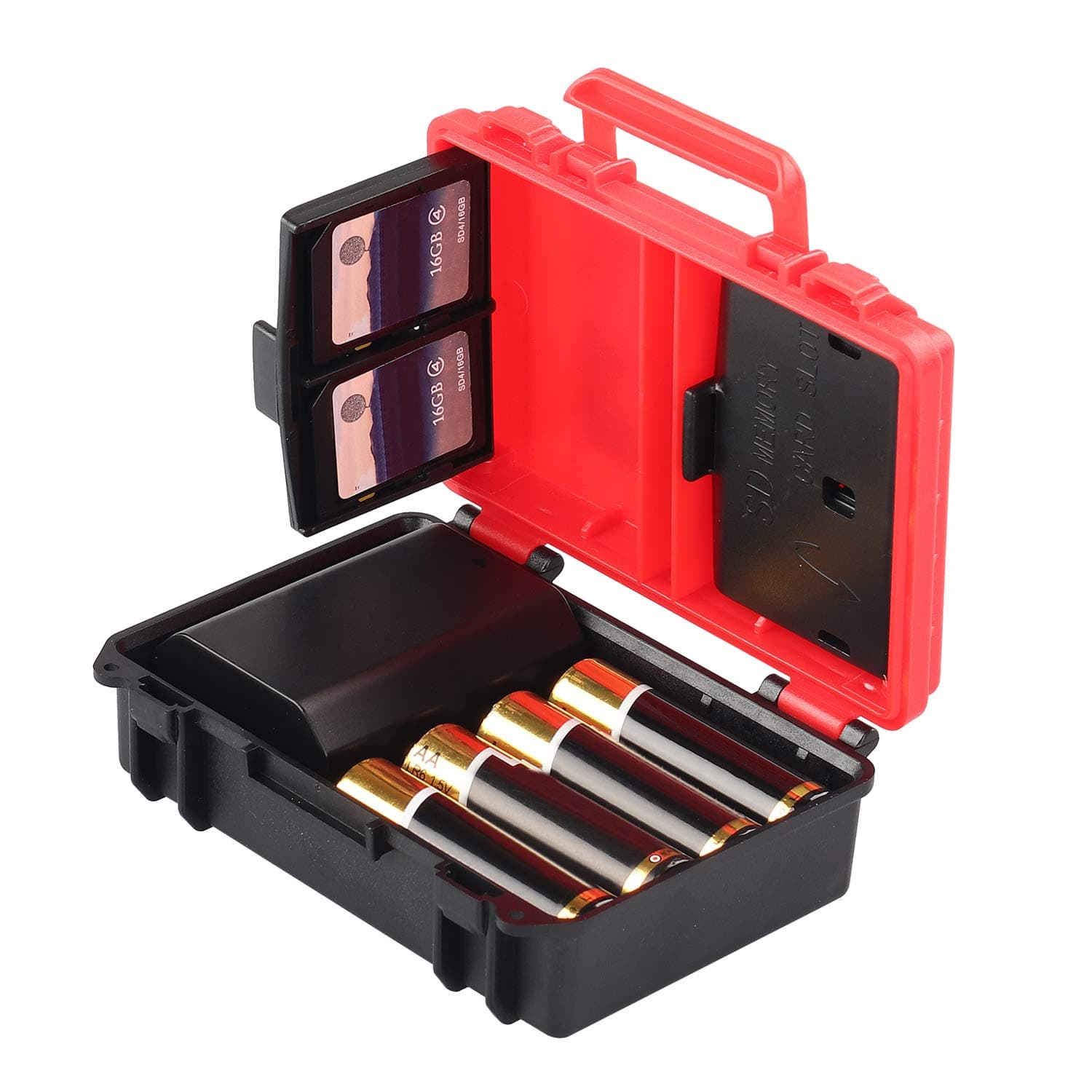 SD Card Holder,Camera Battery Holder Storage Case,SD Memory Cards Holder Case,Easy Carrying Memory Card Case for 2 Camera Batterry or 1 Camera Batterry and 3AAA Battery