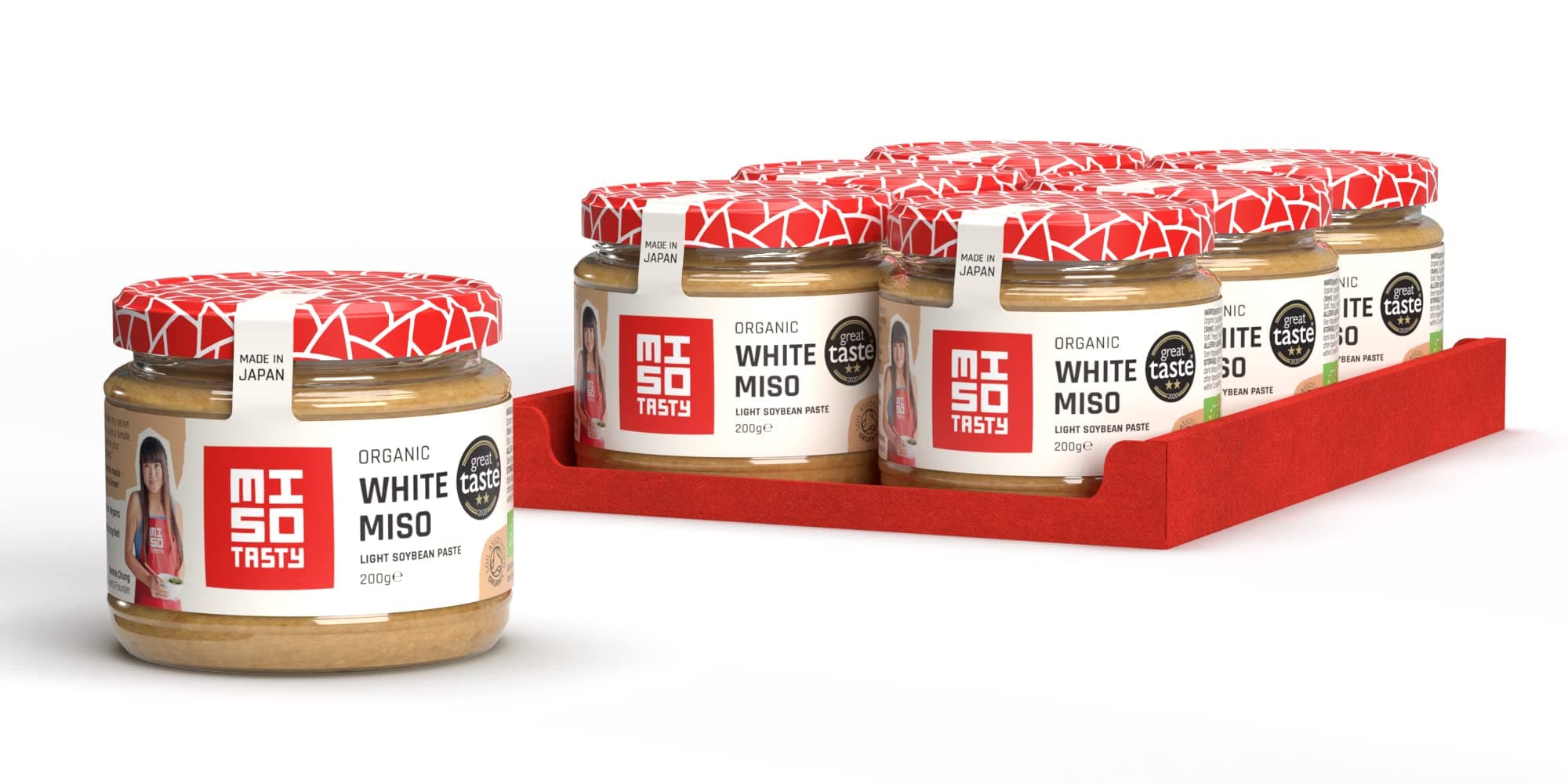 MISO Tasty White Miso Paste - Gluten Free, Vegan, & Organic Miso Paste - Authentic Japanese Paste - Combine with Pasta Sauce, Noodles, Chicken, Salmon, Steak Rub, Soups, Stews, & Sweets - 6 x 200g