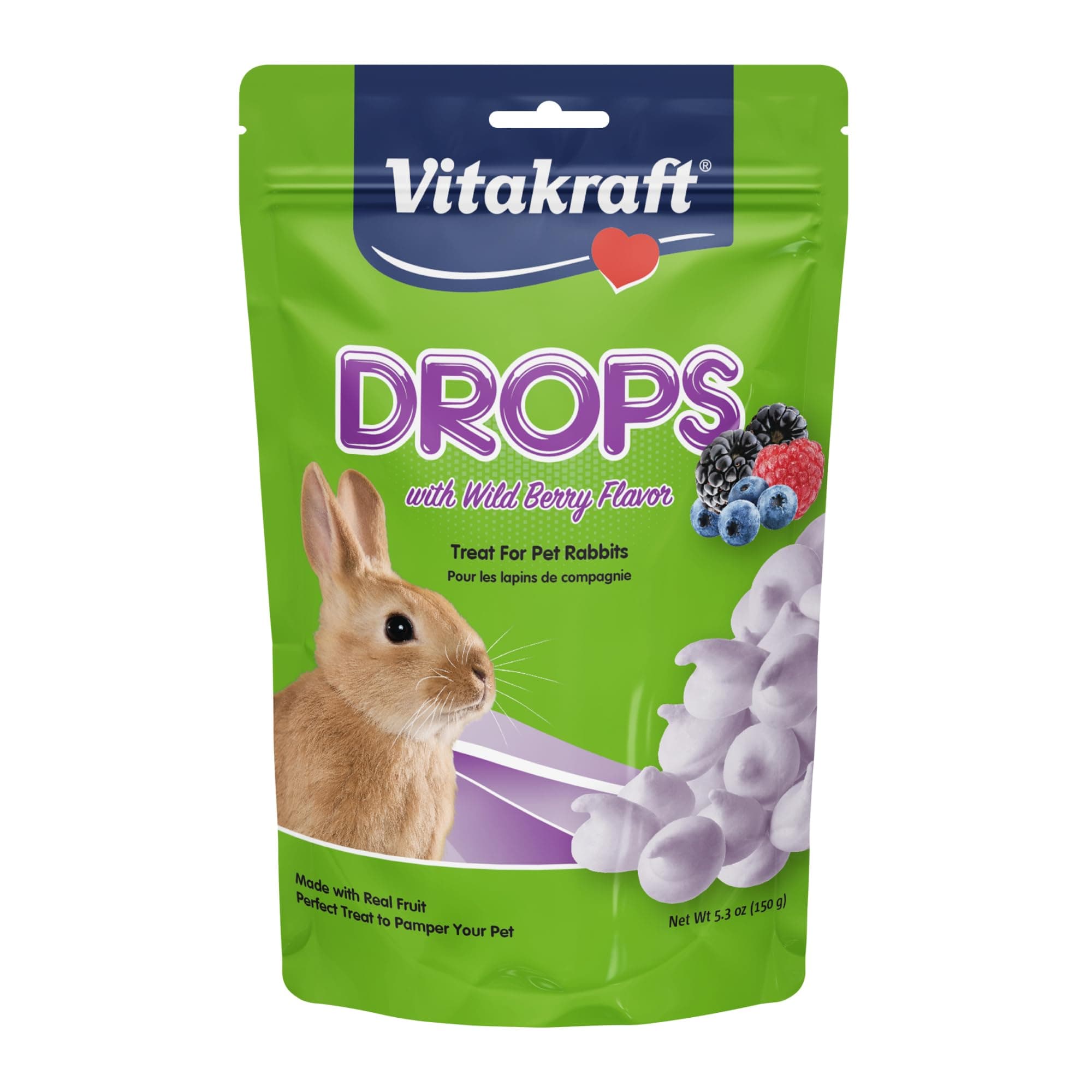 Drops Rabbit Treats with Wildberry Flavor – 5.3 oz Delicious Yogurt-Based Snacks for Rabbits, Guinea pigs, Hamsters, Gerbils, Mice, Rats, Chinchillas, and other Small Animals.