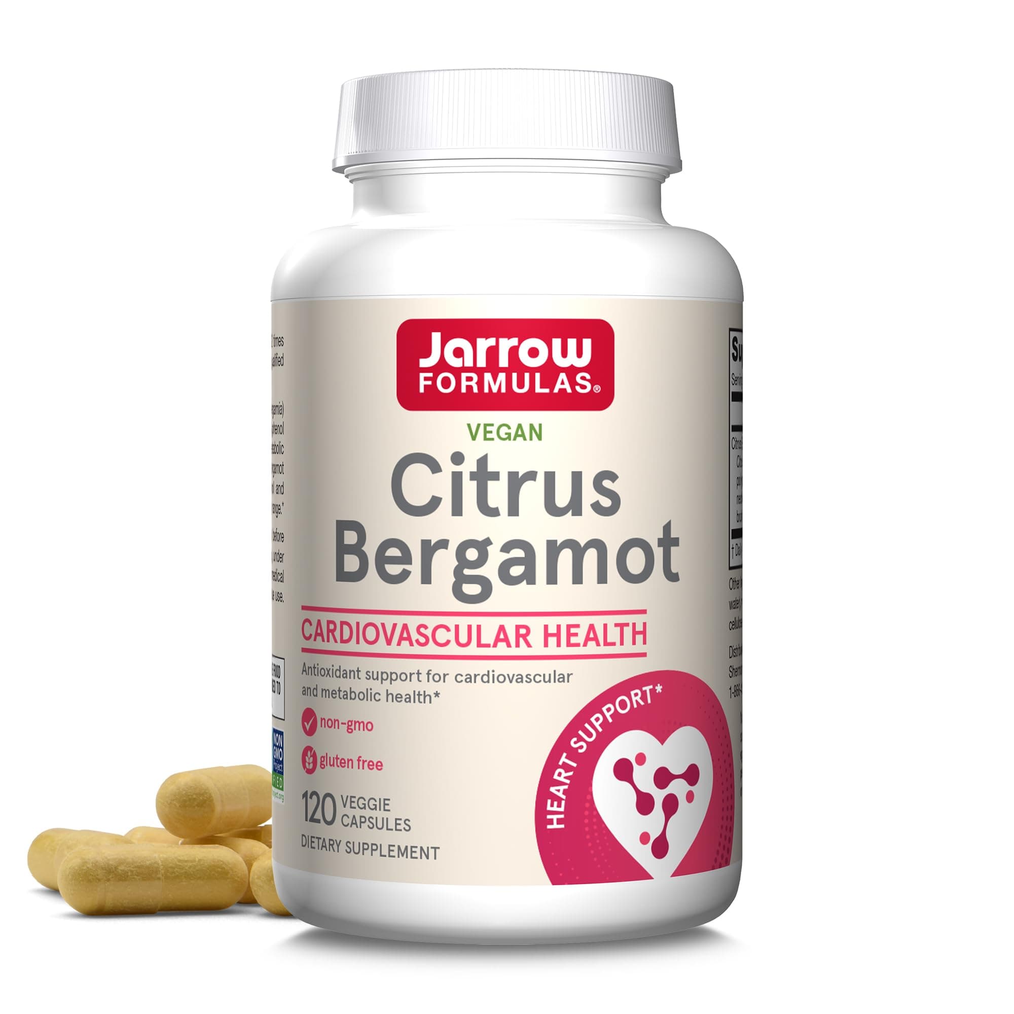 Jarrow Formulas Citrus Bergamot Supplement 500 mg - 120 Servings (Veggie Caps) - Antioxidant Support for Cardiovascular & Metabolic Health - Dietary Supplement - Vegan Gluten-Free- Use with QH-Absorb