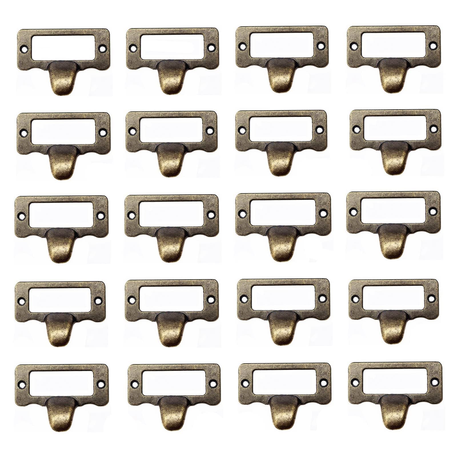 20Pcs Antique Iron Label Frame Card Holder Cup Pull Handle Drawer Box Case Cabinet Cupboard Carpenter Repair Decoration Hardware