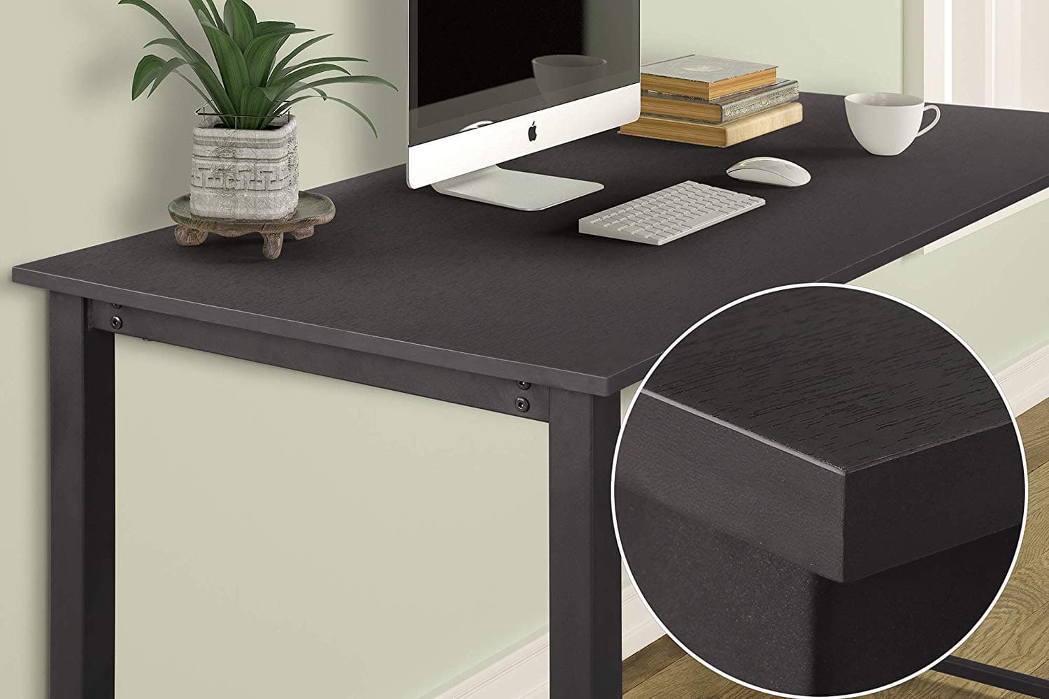 Computer 47" Modern Simple Study Desk, Sturdy Laptop Writing Table with Spacious Wood Top & Metal Legs, Studio Workstation for Home & Office, Black