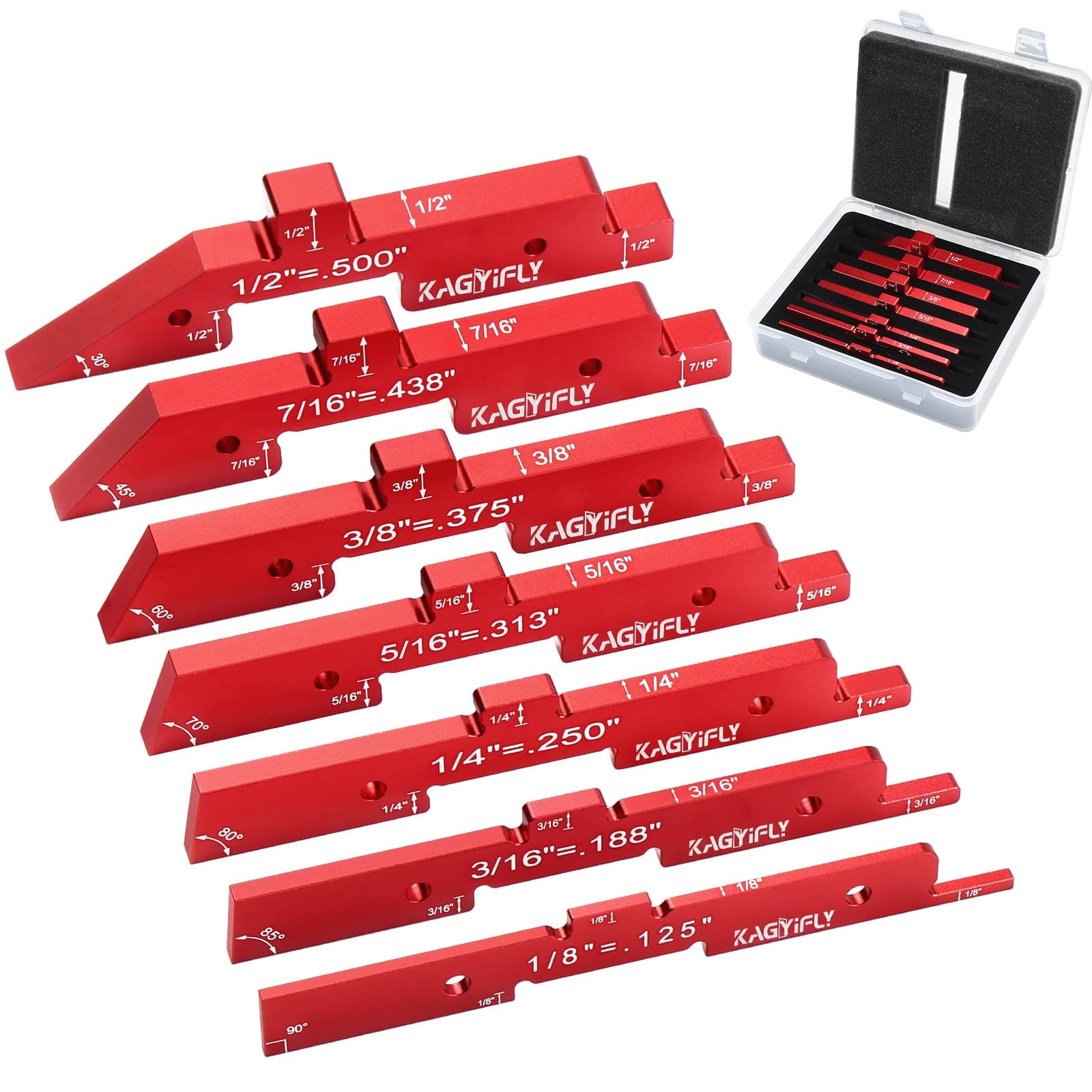 Router Table Setup Bars, 7pcs Aluminum Precision Setup Blocks Height Gauge Set for Router Table Saw Accessories and Angle Woodworking Set Up(Each Block has Different Thickness)