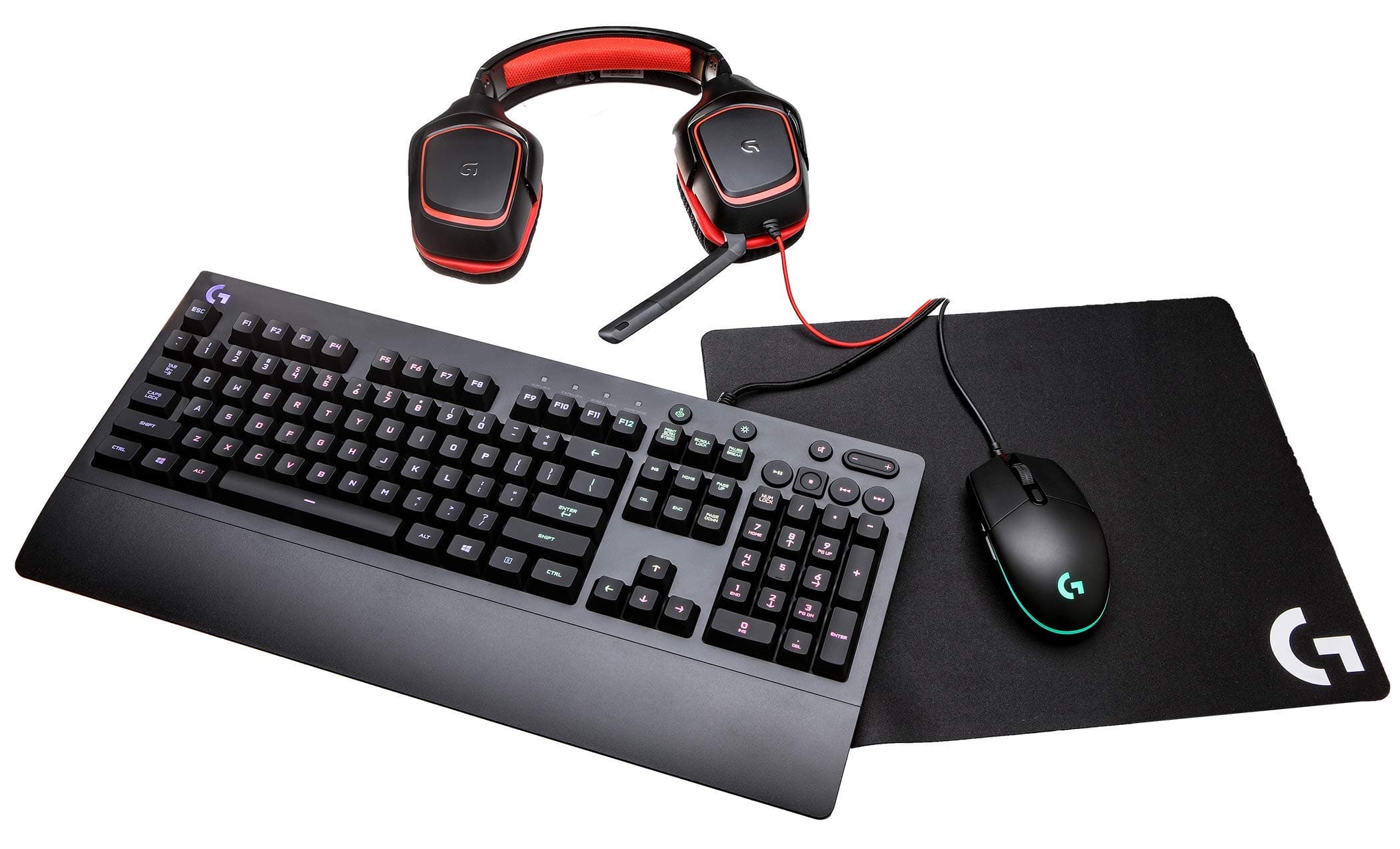 Logitech G Gear UP Gaming Bundle Gaming Grade Mouse, Keyboard, Stereo Headset Mouse Pad, Black