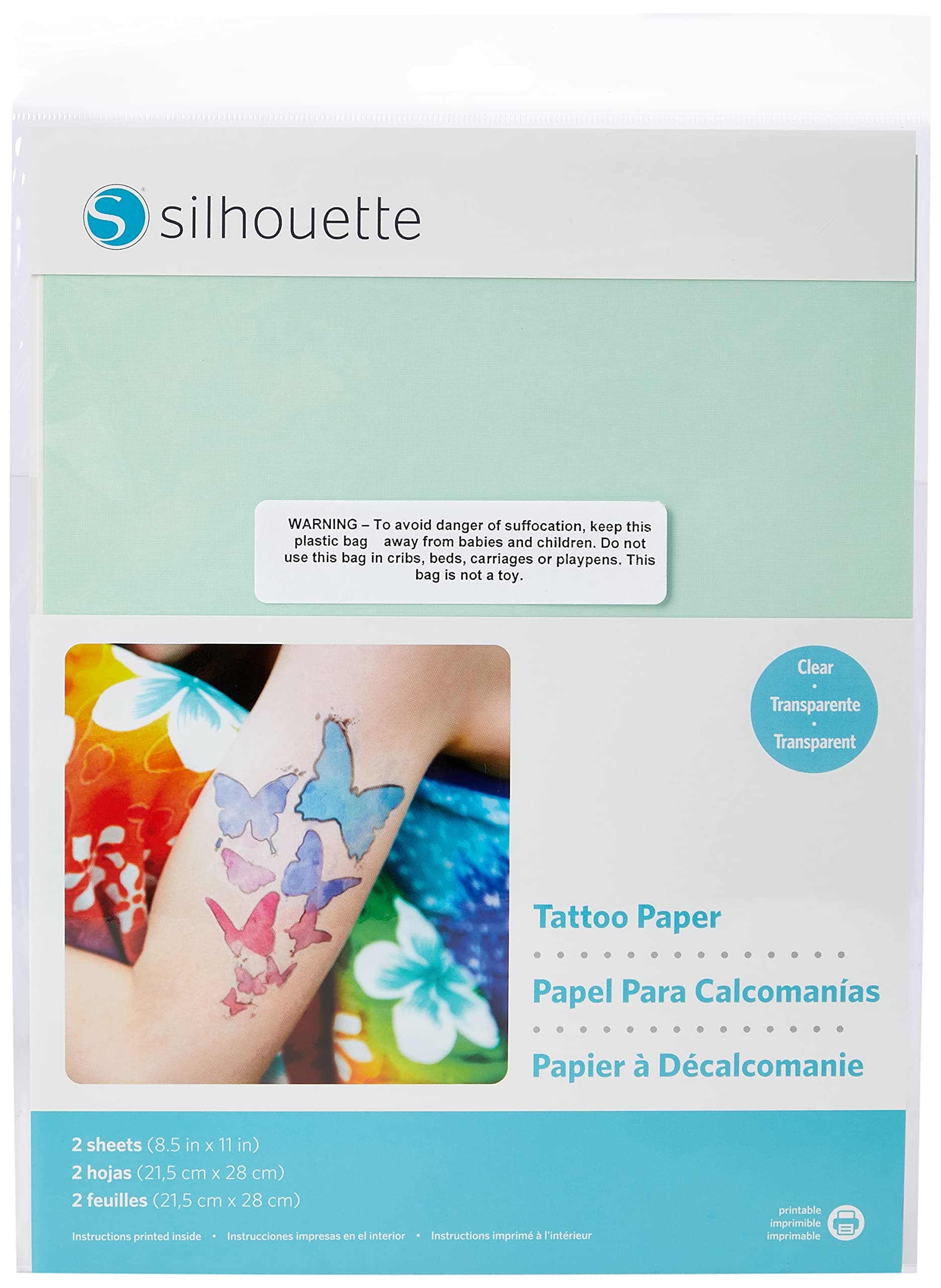 Silhouette Temporary Tattoo Paper, Basic, 8.5x11 Inch