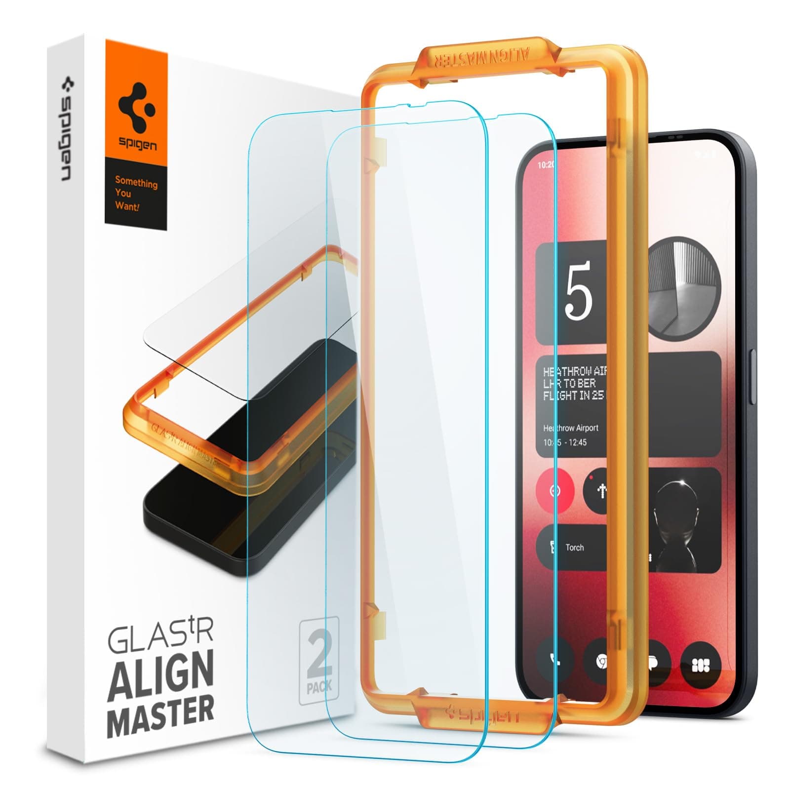 Spigen Alignmaster Tempered Glass Screen Protector for Nothing Phone (2a) Plus, Nothing Phone (2a) - 2 Pack