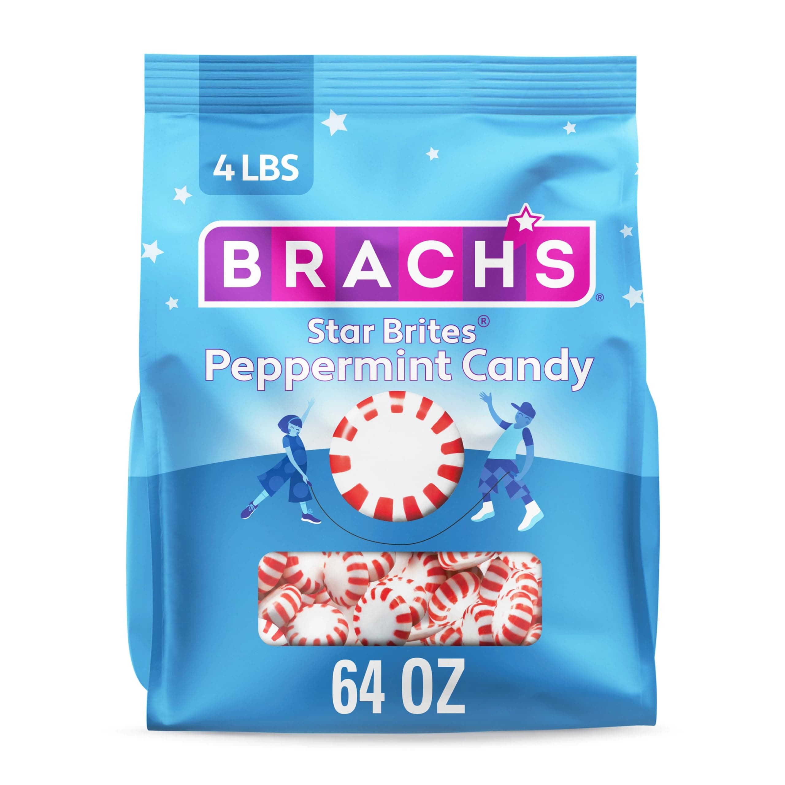 Brach's Star Brites Peppermint Candy, Back to School Candy, Individually Wrapped, Mega Pack, 360 Pieces, 4 Pound Bulk Bag