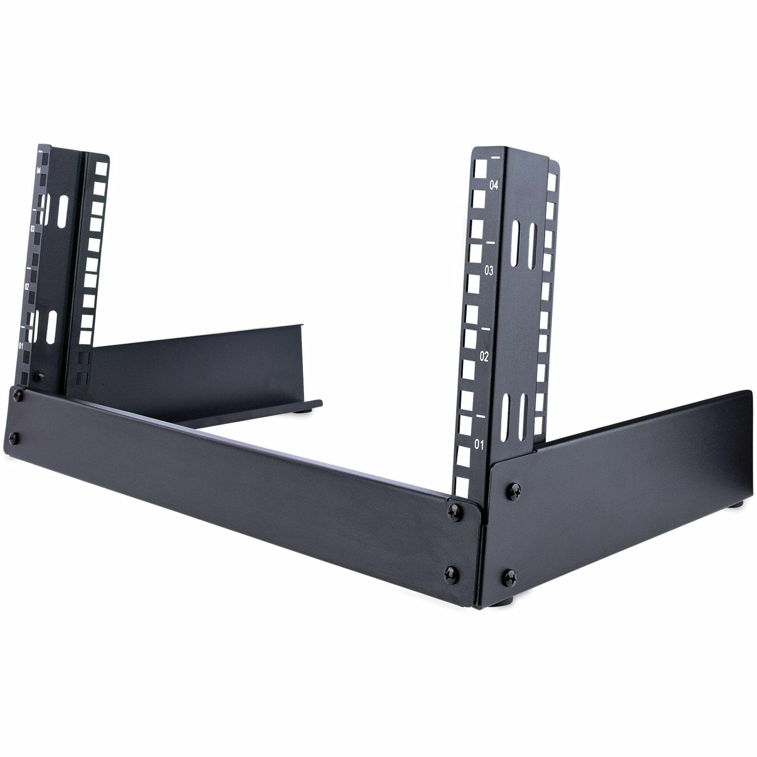 StarTech.com 4U 19" Desktop Open Frame Rack - 2 Post Free-Standing Network Rack Switch Depth for Patch Panel/Data/AV/IT/Communication/Studio/Computer Equipment 66lb Capacity w/Cage Nuts/Screws (RK4OD)