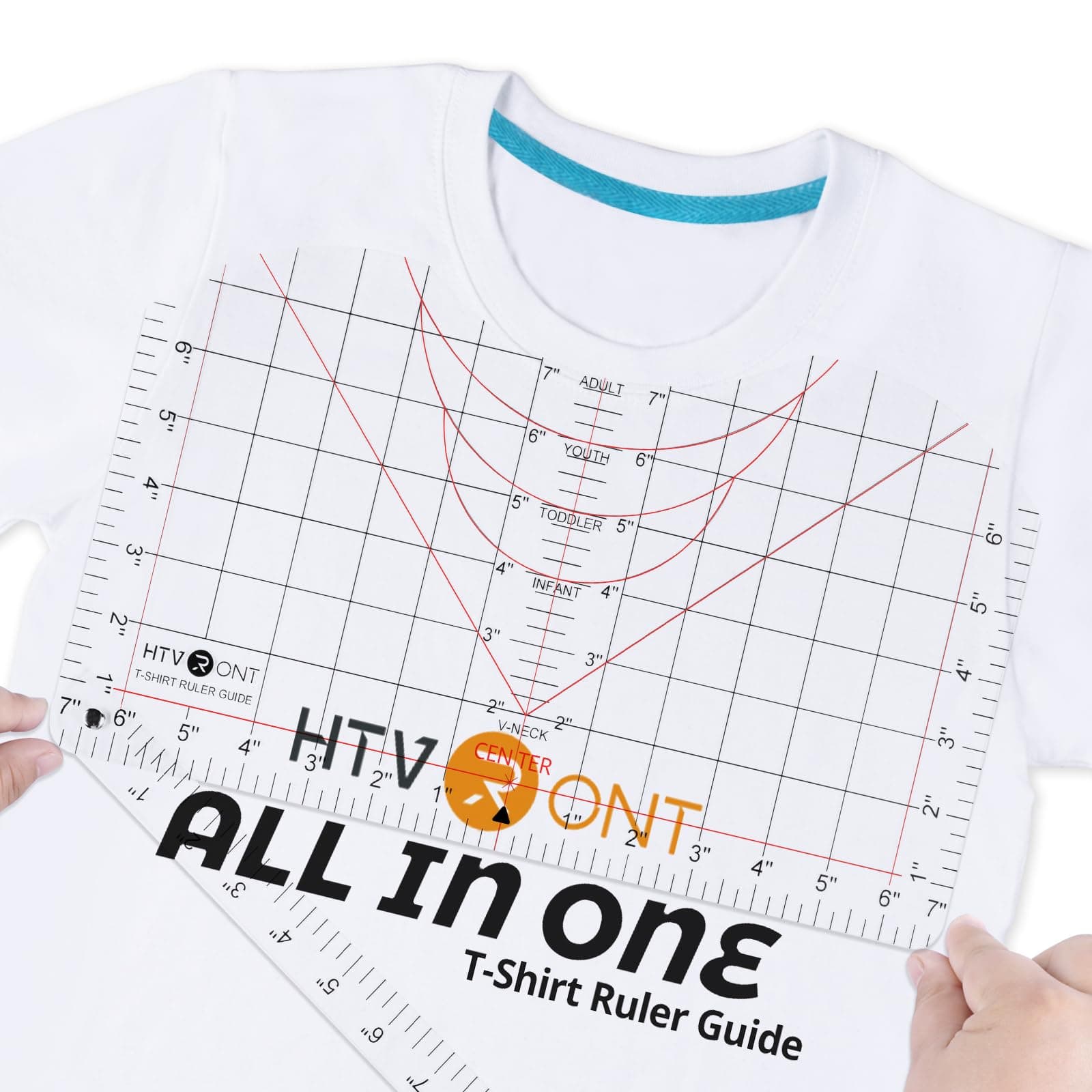 Tshirt Ruler Guide for Vinyl Alignment - Tshirt Measurement Tool for Heat Press in HTV Vinyl, All-in-ONE T Shirt Ruler to Center Design and Craft Sewing for Cricut Accessories and Supplies