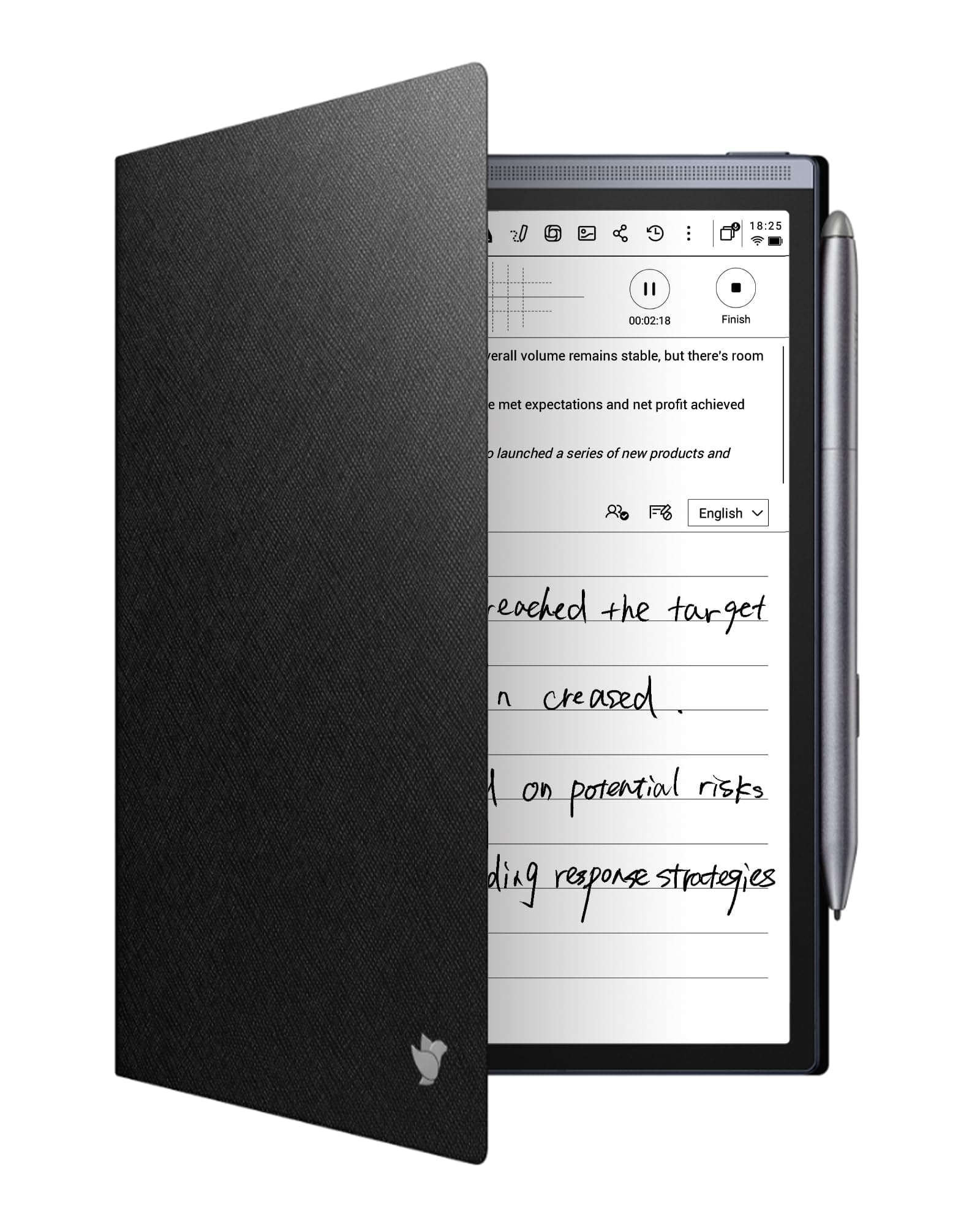 Protective Folio Case for iFLYTEK AINOTE Air2 Note-Taking Tablet 8.2", Premium PU Leather, Slim& Lightweight, Durable Cover with a Pen Clip for E-Ink Writing Tablet, Water and Dustproof, Black