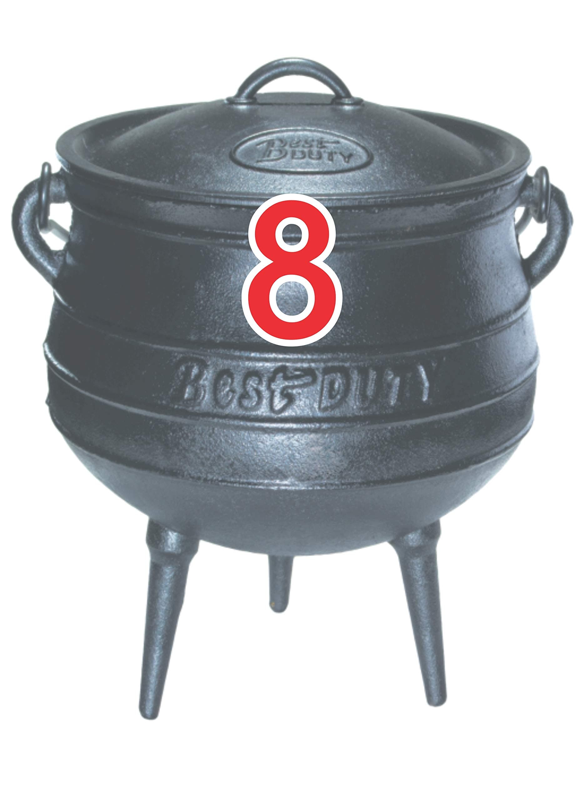 Cast Iron Potjie Pot Size 8 - Include complementary Lid Lifter Knob ($9,95 value)