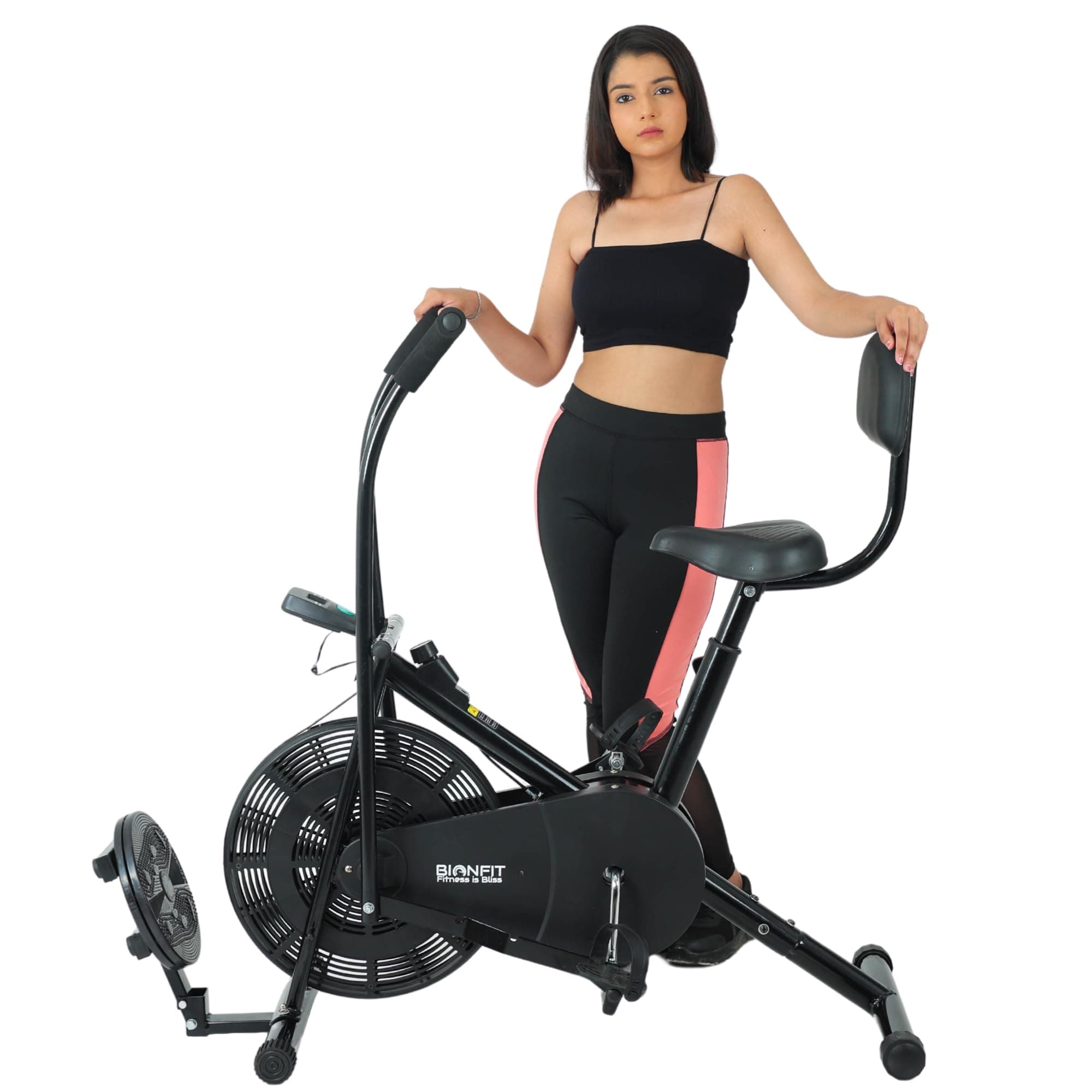 BIONFIT Gym Cycle for Home Gym Fitness | Air Bike for Cardio Exercise with Back Support Seat & Twister, Max Weight: 120 Kg | For Free Installation, Contact Bionfit Customer Care