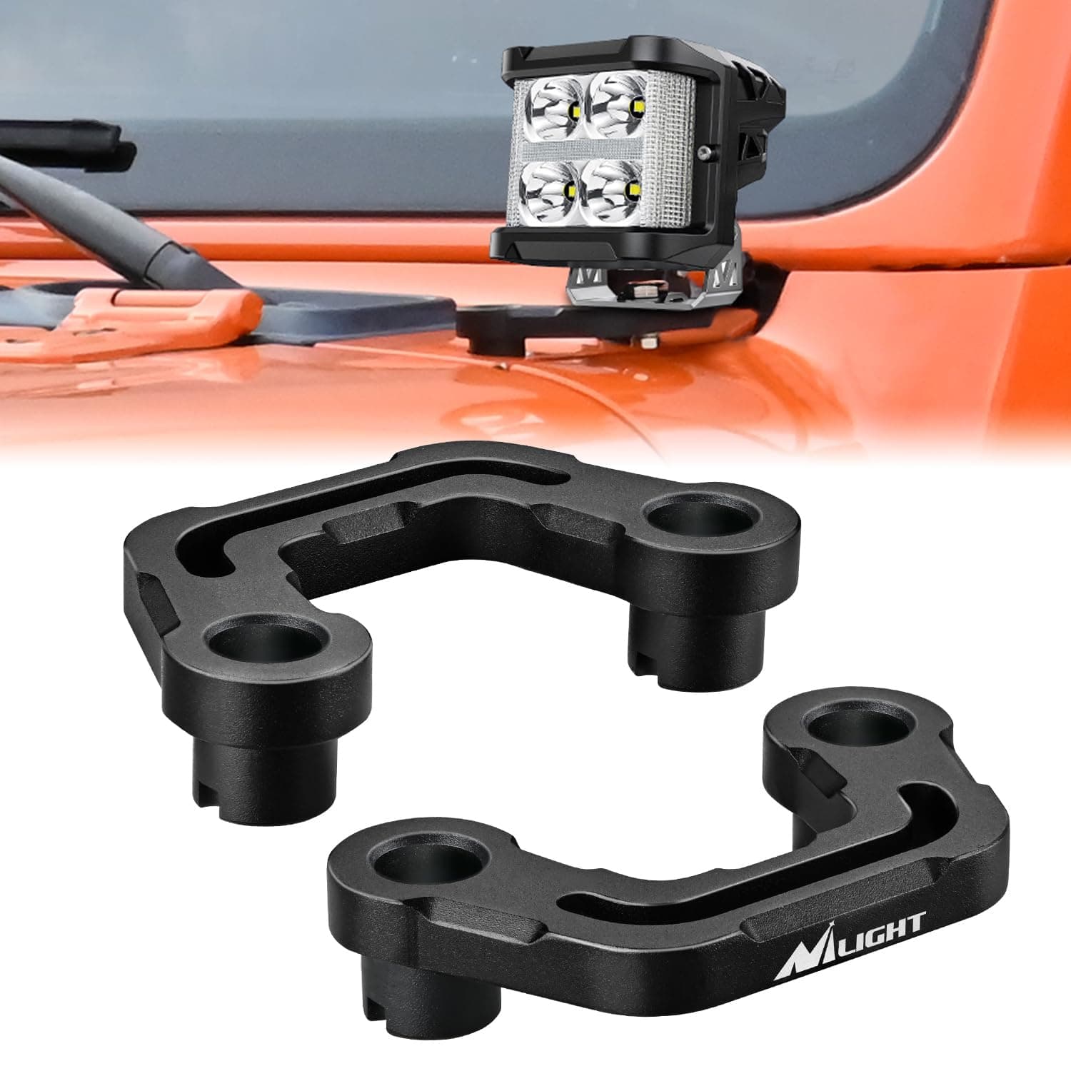 Nilight Light Mounting Bracket Hood Cowl Mount Brackets for Front A-Pillar Auxiliary Offroad LED Pod Light Work Lights on 2018-2023 Jeep Wrangler JL/JLU 2020-2023 Gladiator JT, 2 Years Warranty