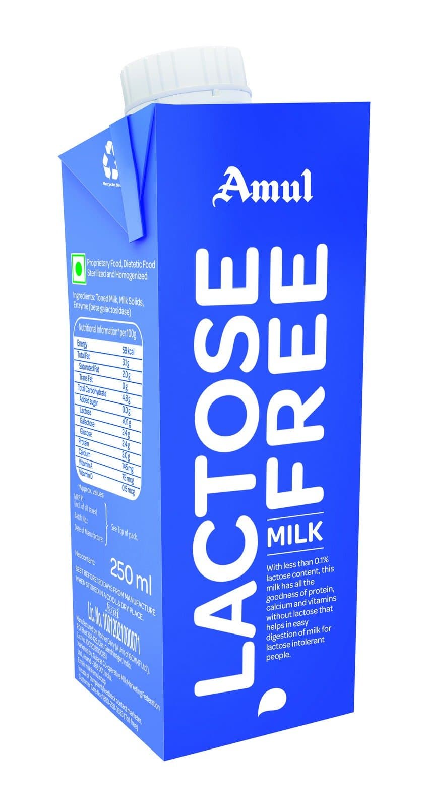 Amul Lactose Free Milk, 250 Ml