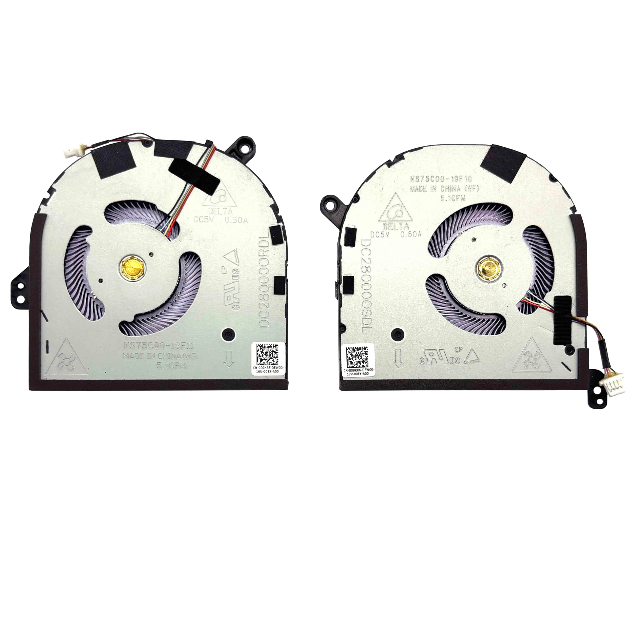 New CPU+GPU Cooling Fan Replacement for DELL XPS 15 9500,Dell Precision 5550 0DJH35 009RK6 Pair Fans DJH35 09RK6
