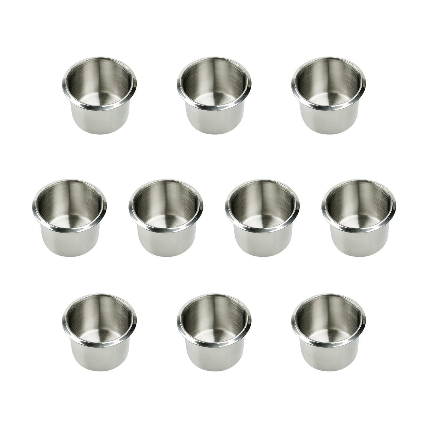 Game Table Cup Holder Insert - 10 Pack Stainless Steel Small Drop-in Drink Cup Holder, Poker Table Cup Holders for Casino Table, Game Table, Sofa, Boats, Bench, Work Desk, RV Cars & Trucks