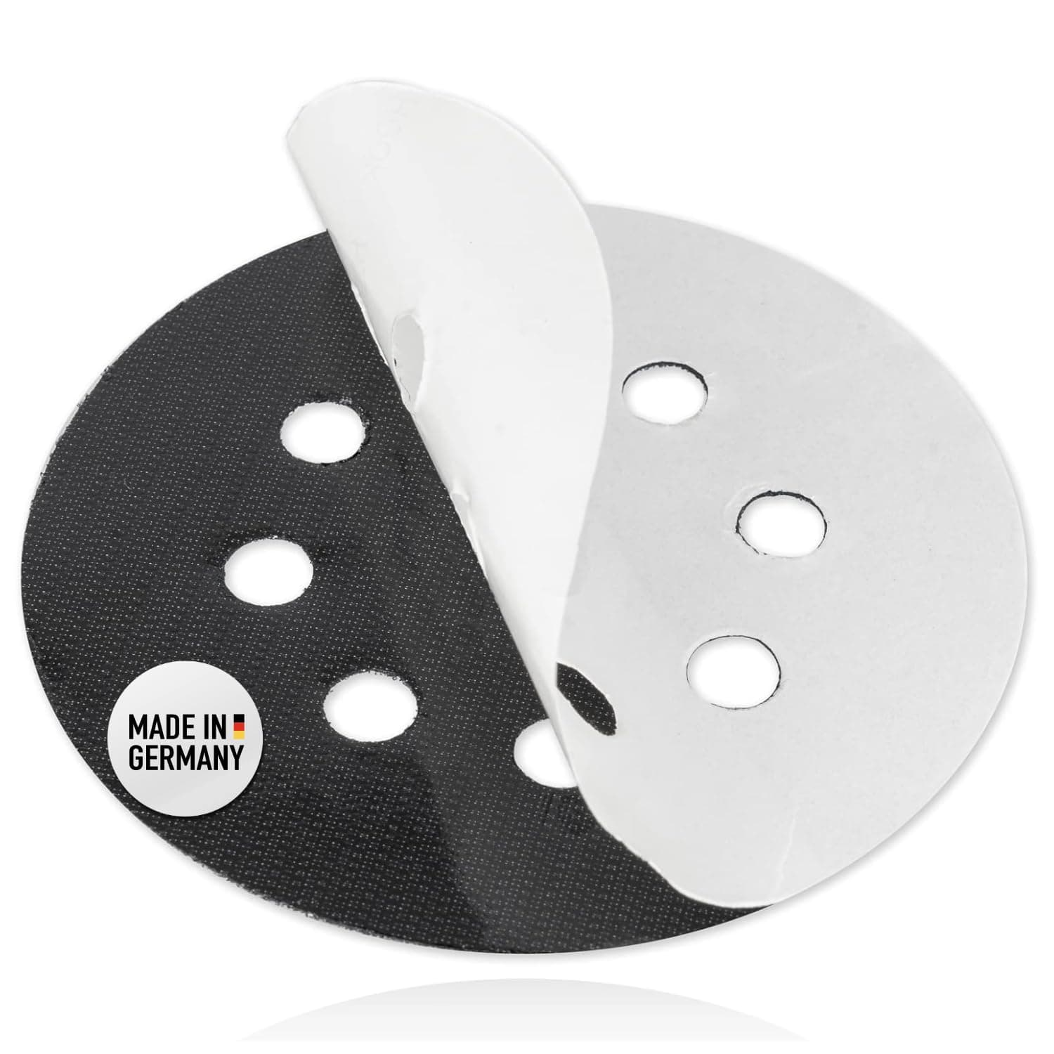 DFSSelf-Adhesive Hook and Loop Disc Diameter 125 mm 8 Replacement Holes for Sanding and Polishing Pad - Round Self-Adhesive Velcro - for Hook and Loop Repair -