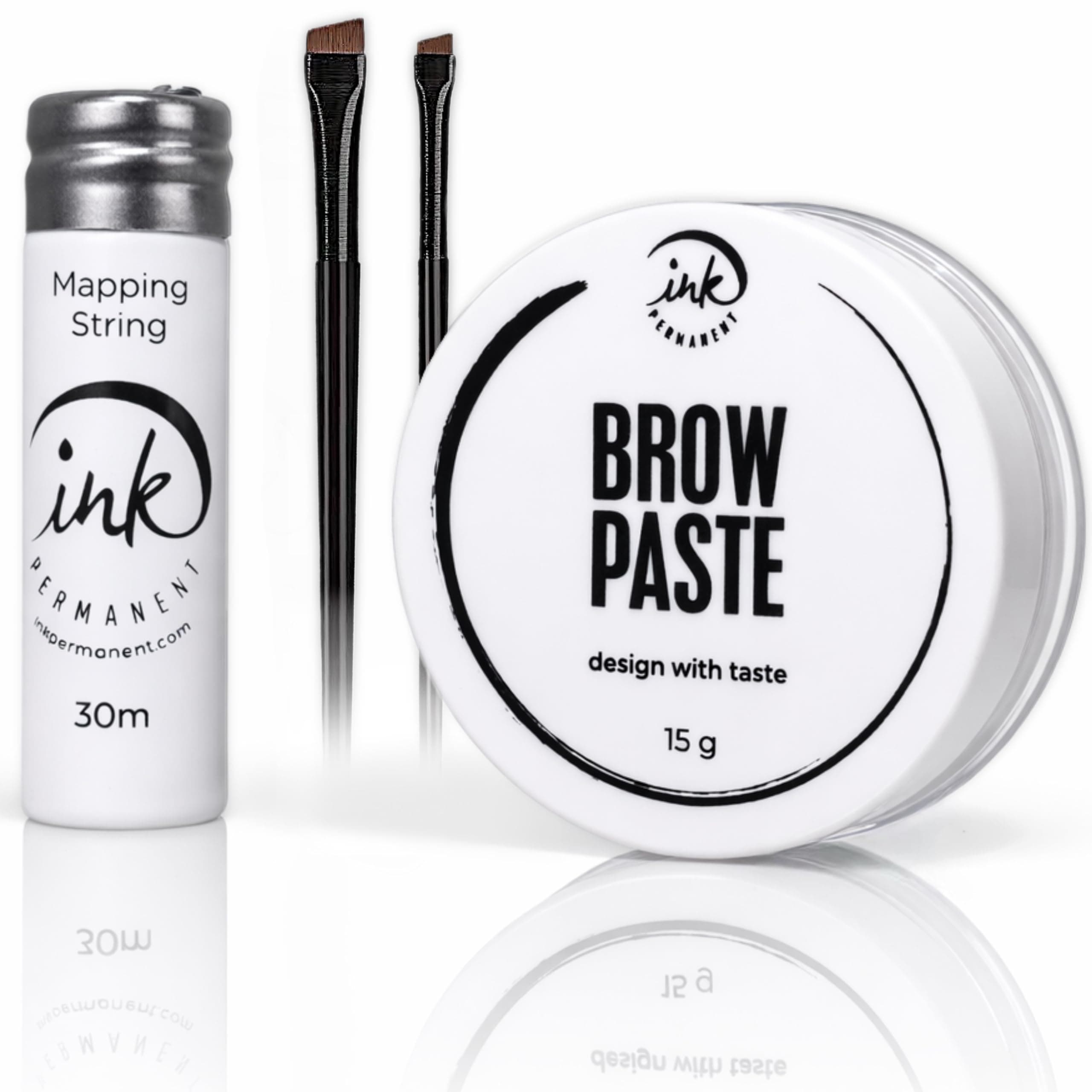 White Premium Pre-Inked Mapping String [100 Ft Bottle] and White Brow Paste [Large 15g Bottle] Set for Permanent Makeup and Microblading Brow Shape and Define 15 g / 0.5 oz, Eyebrow Tinting Tool