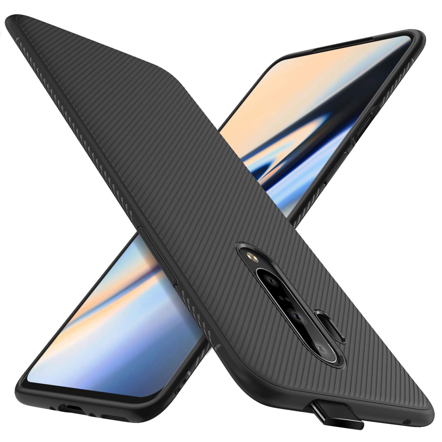KuGi for Oneplus 7 Pro Case/Oneplus 7T Pro Case, Scratch Resistant & Anti Slip Grippy Soft TPU Case for Oneplus 7 Pro Phone (Black)