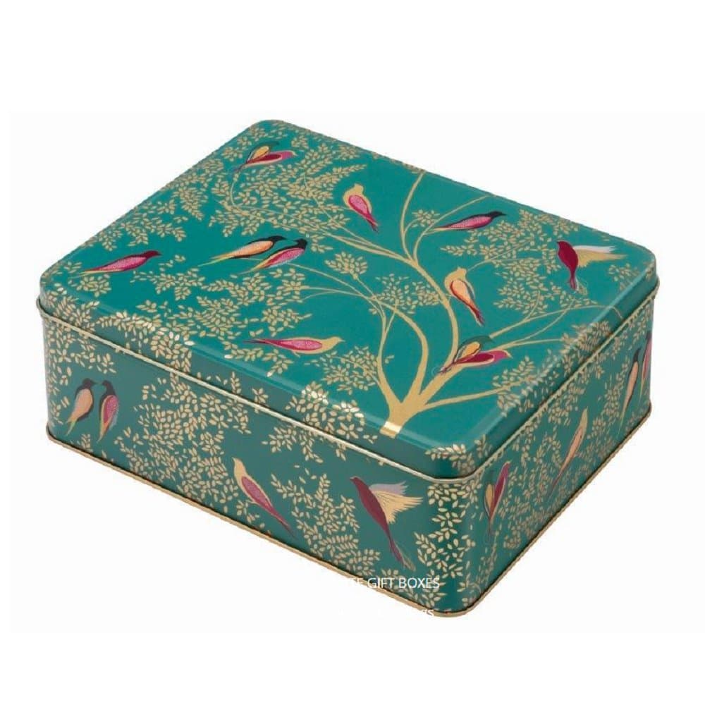 Elite Gift Boxes Sara Miller - Green Birds Deep Rectangular Tin