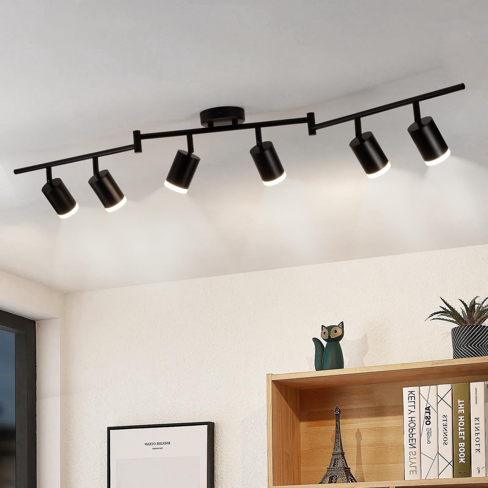 Gr4tec LED Ceiling Light 6 Flame, Modern LED Ceiling Light Spot Black, Ceiling Light Spot Rotatable, Metal Ceiling Spotlight GU10 for Hallway Kitchen Bedroom Living Room (Without Lamp)
