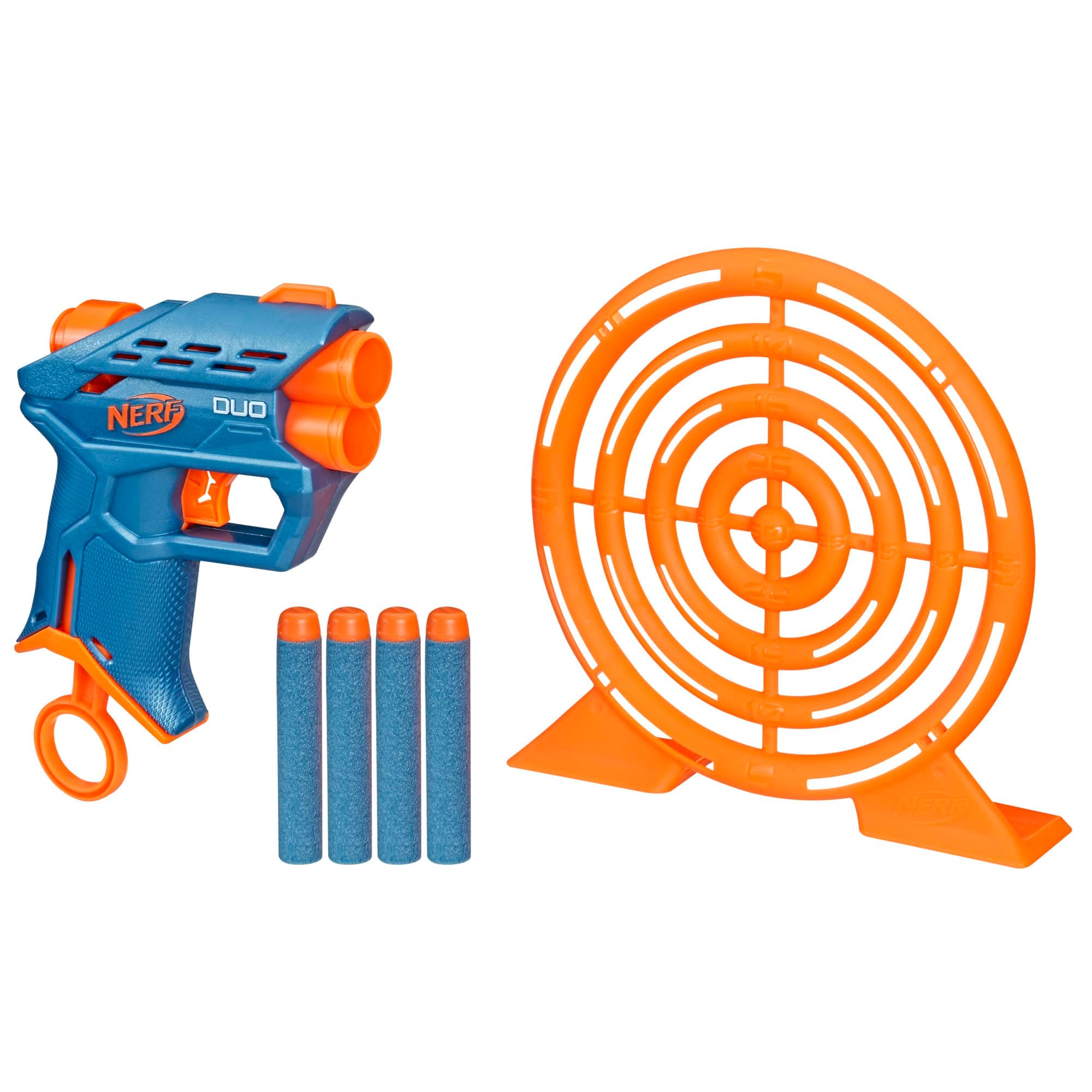 Nerf Elite 2.0 Duo Targeting Set, Includes Dart Blaster & Target & 4 Official Elite Nerf Darts, Toy Foam Blaster For Kids Outdoor Games