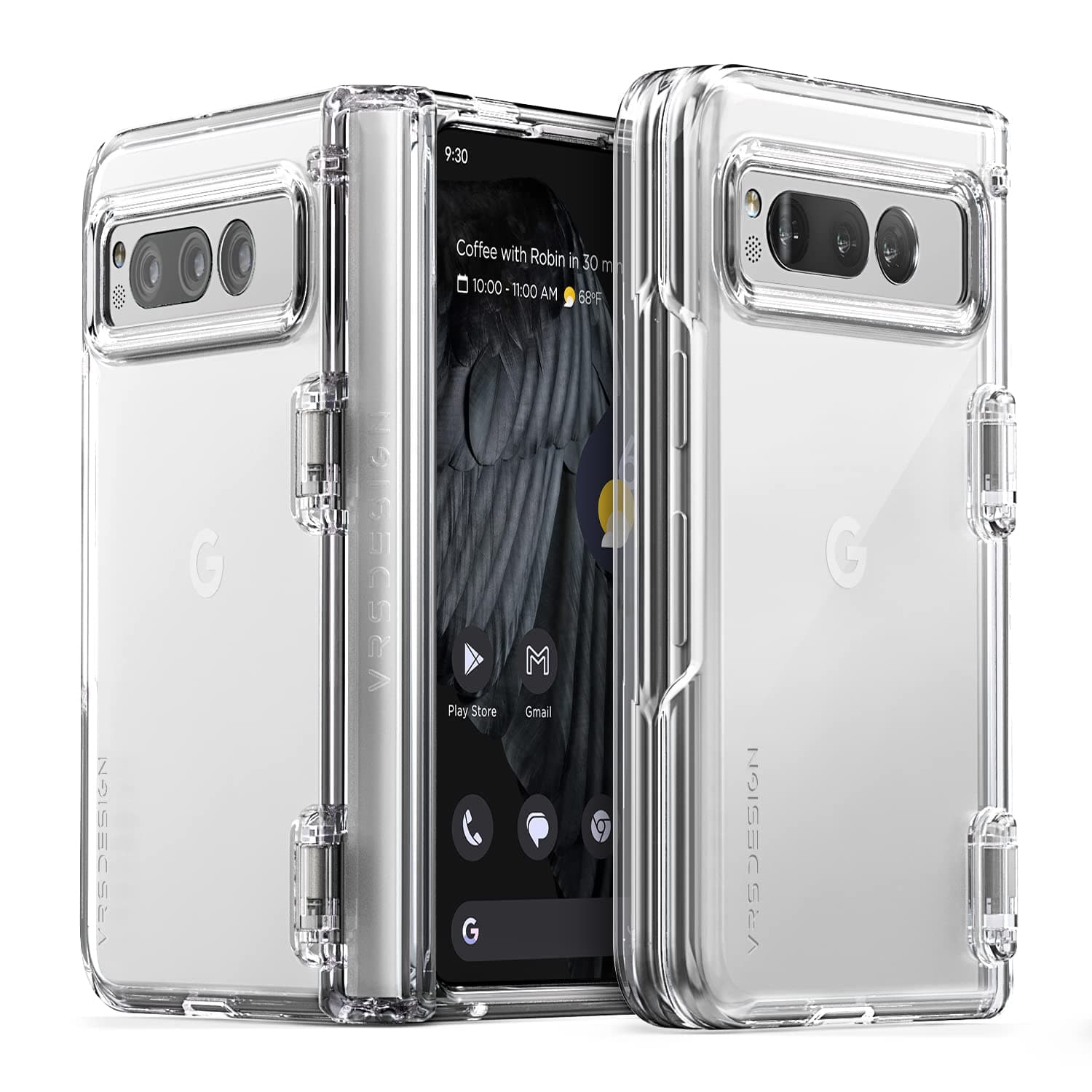 VRS DESIGN Simpli Fit Crystal for Google Pixel Fold Case (2023), Premium Modern Slim Style Spring-Loaded Hinge Cover Case Compatible with Pixel Fold (Clear)