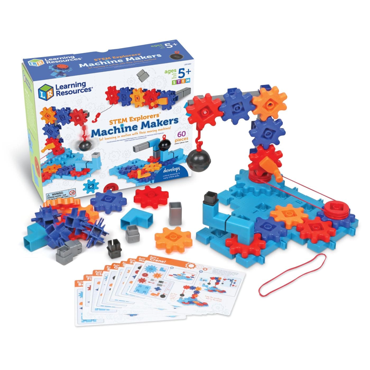 Learning Resources STEM Explorers Machine Makers, 50 Pieces, Ages 5+, STEM Toys, STEM Building Toys, STEM Kits, Engineering Toys, Build it Yourself Toys